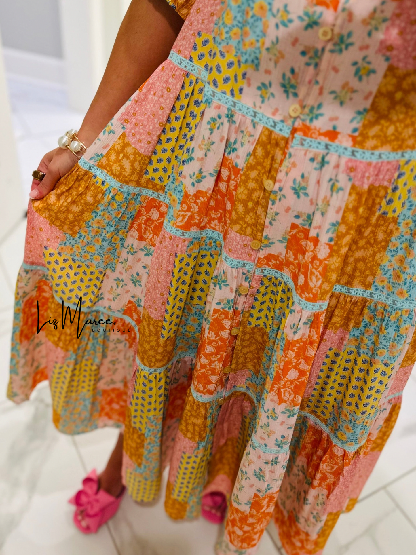 The Wrenlee Patchwork Midi Dress
