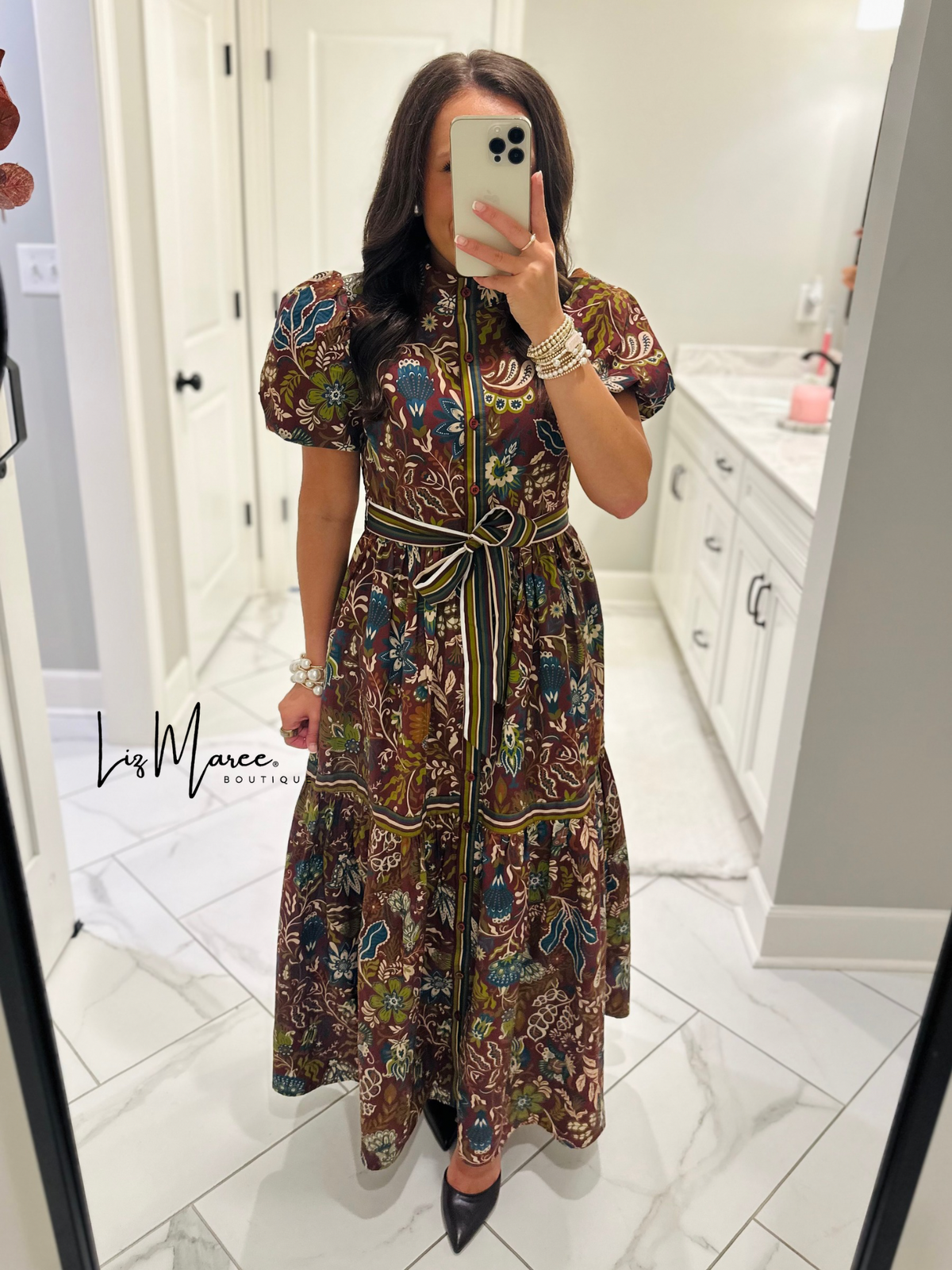The Wren Burgundy Floral Maxi Dress