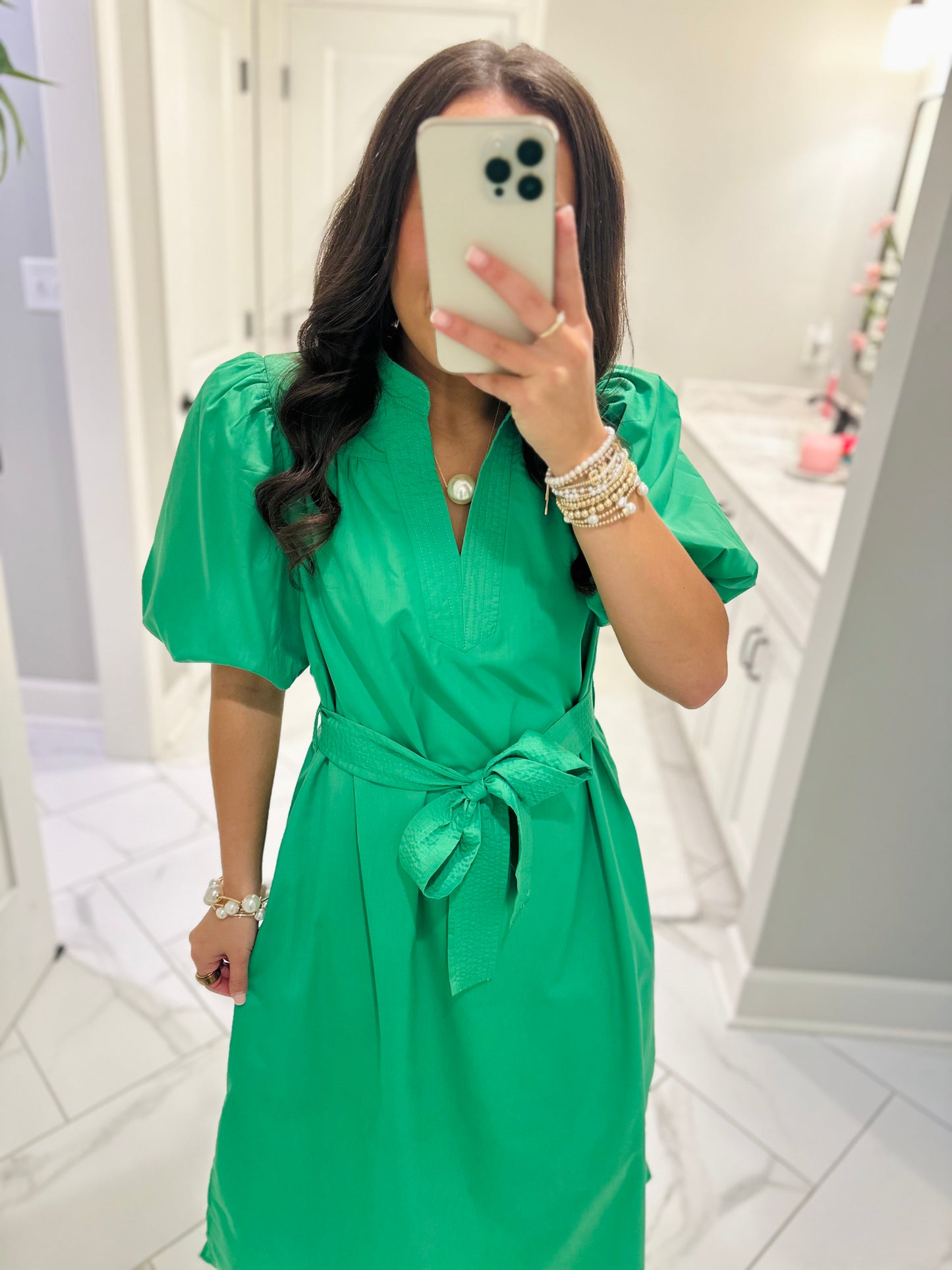 The Kaia Kelly Green Midi Dress