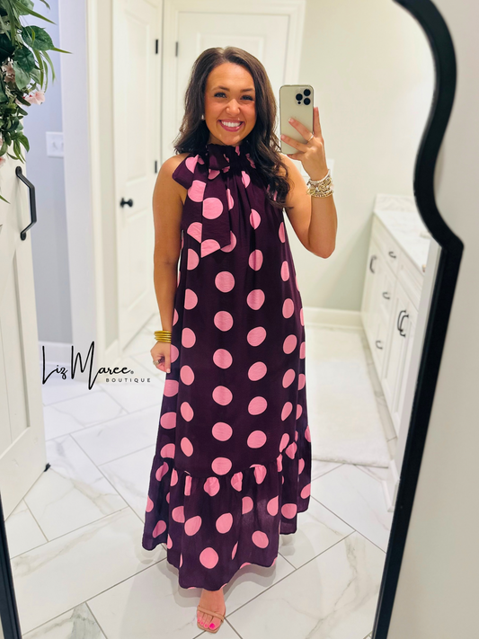 The Hallie Plum Polka Dot Midi Dress