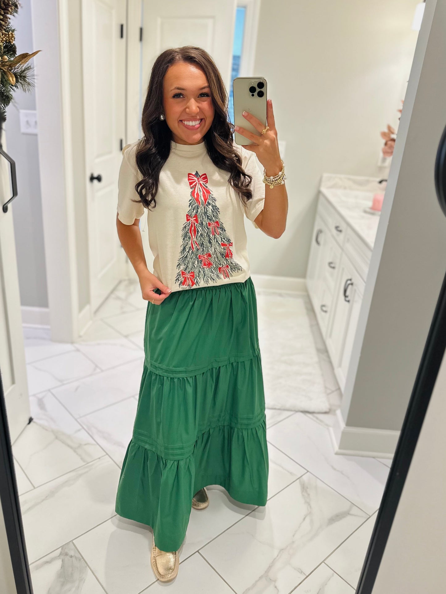 The Watercolor Bow Christmas Tree Tee