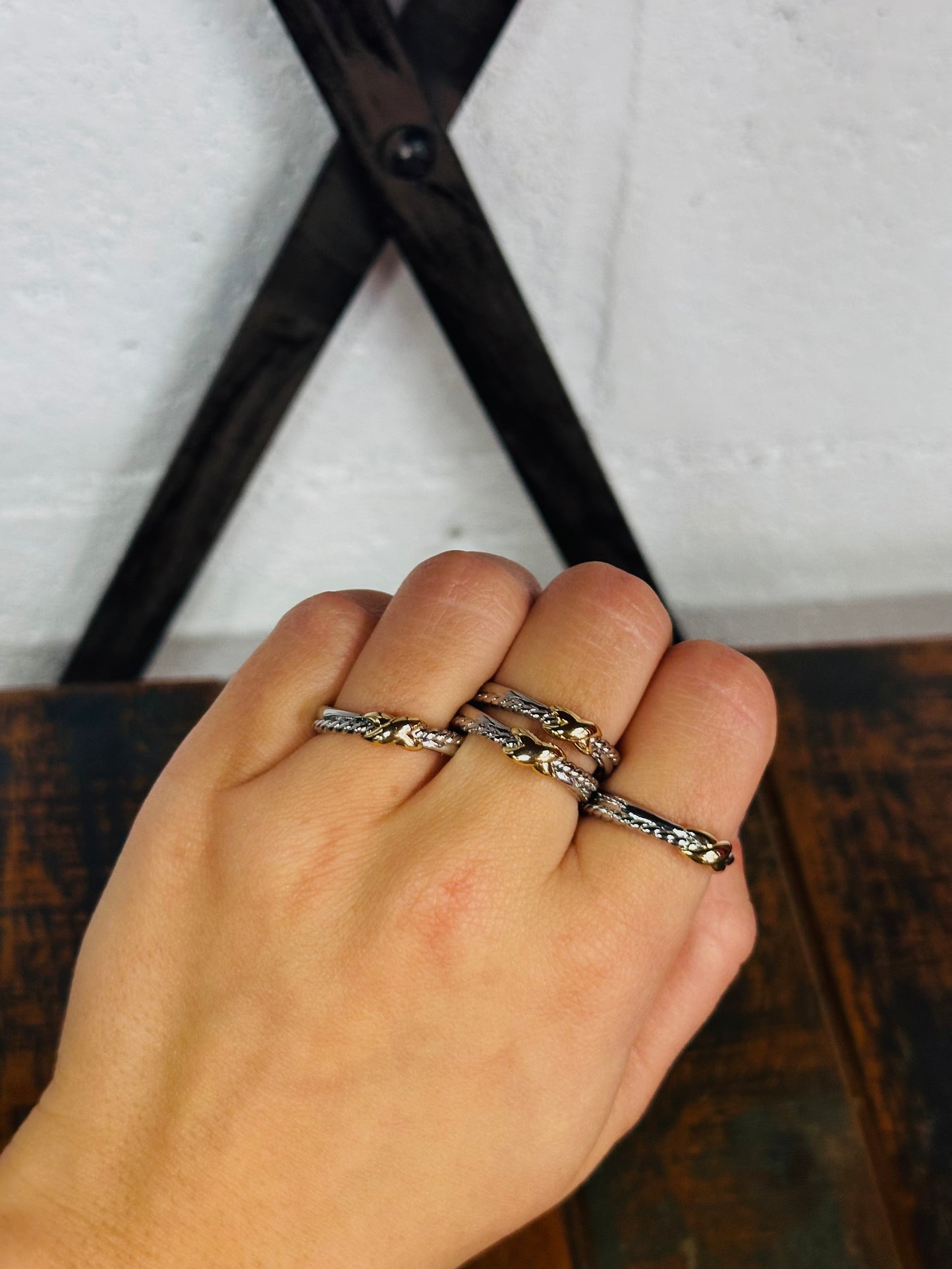 Gold + Silver Two-tone Cross Ring
