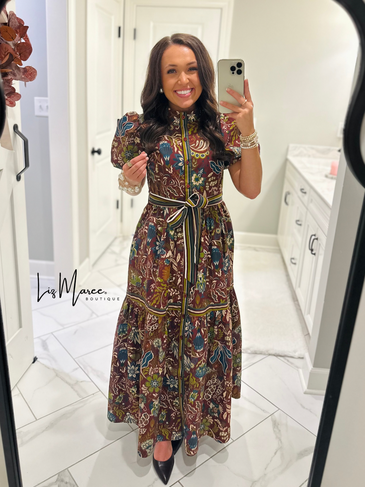 The Wren Burgundy Floral Maxi Dress