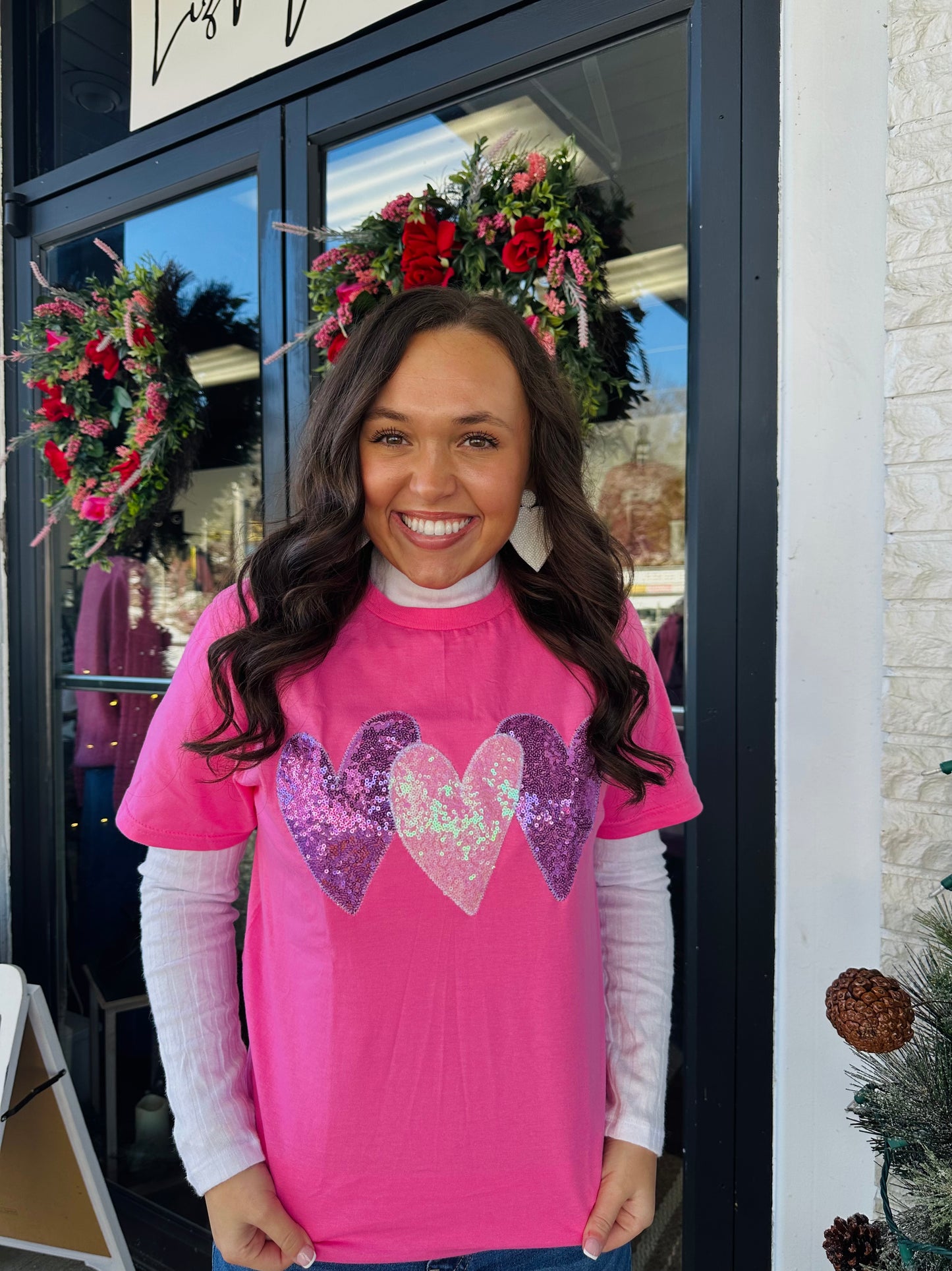 Be Mine Valentine Heart Trio Embroidered Tee