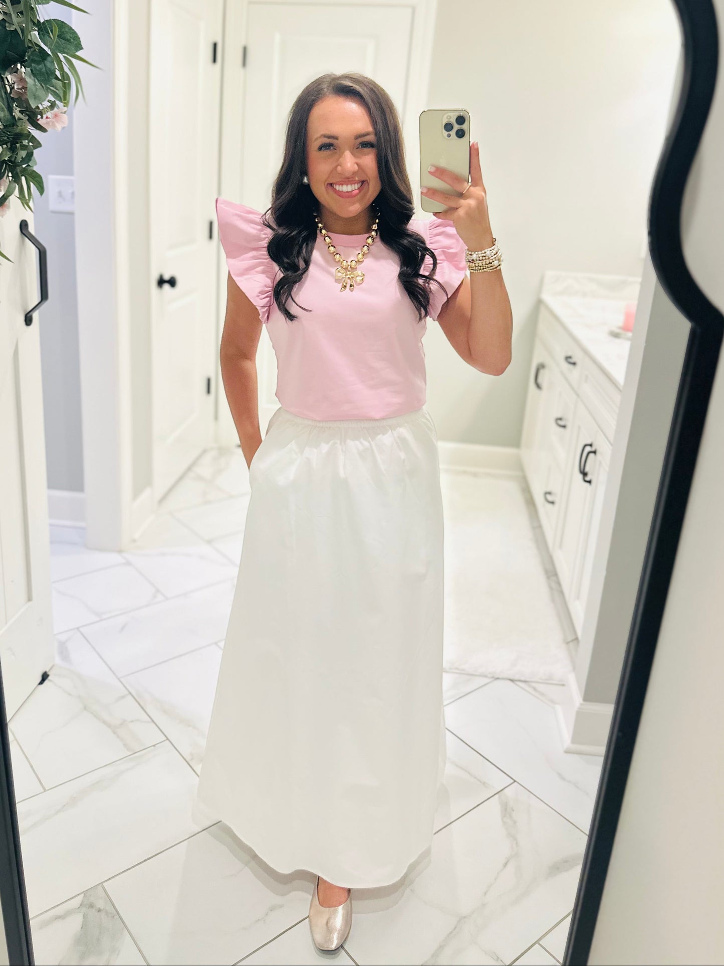 The Tillie Baby Pink Ruffled Sleeve Top