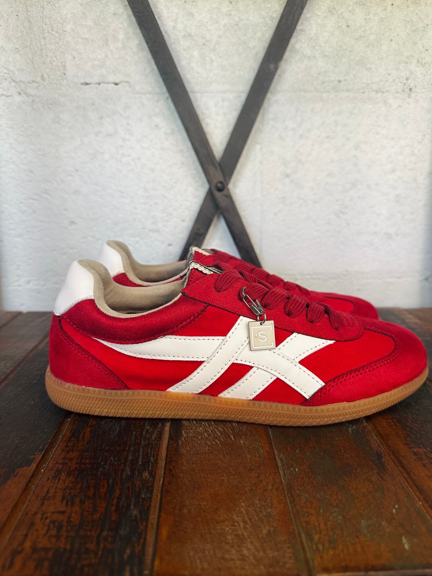 The Sasha Red Suede Sneaker