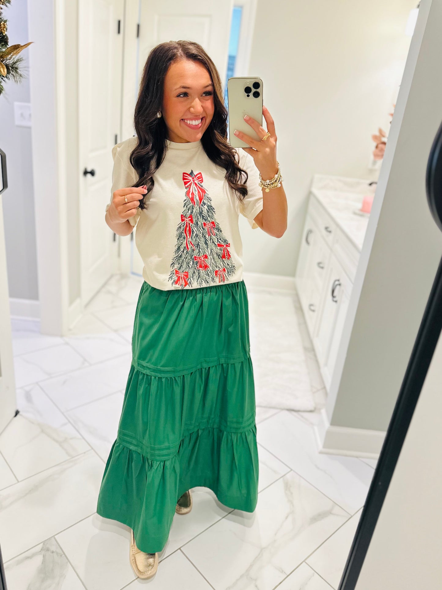 The Watercolor Bow Christmas Tree Tee