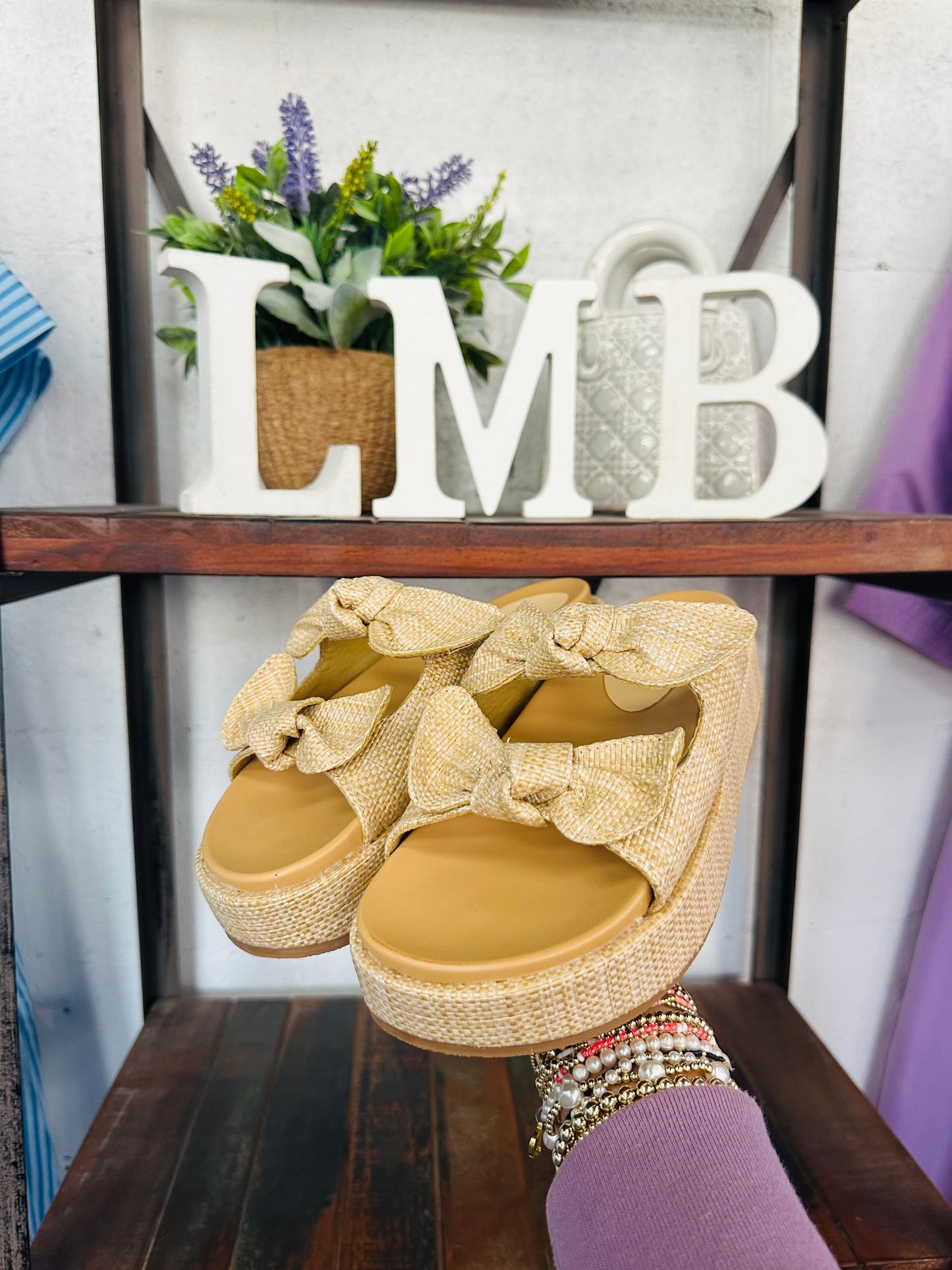 The Kiki Raffia Bow Platform Sandal