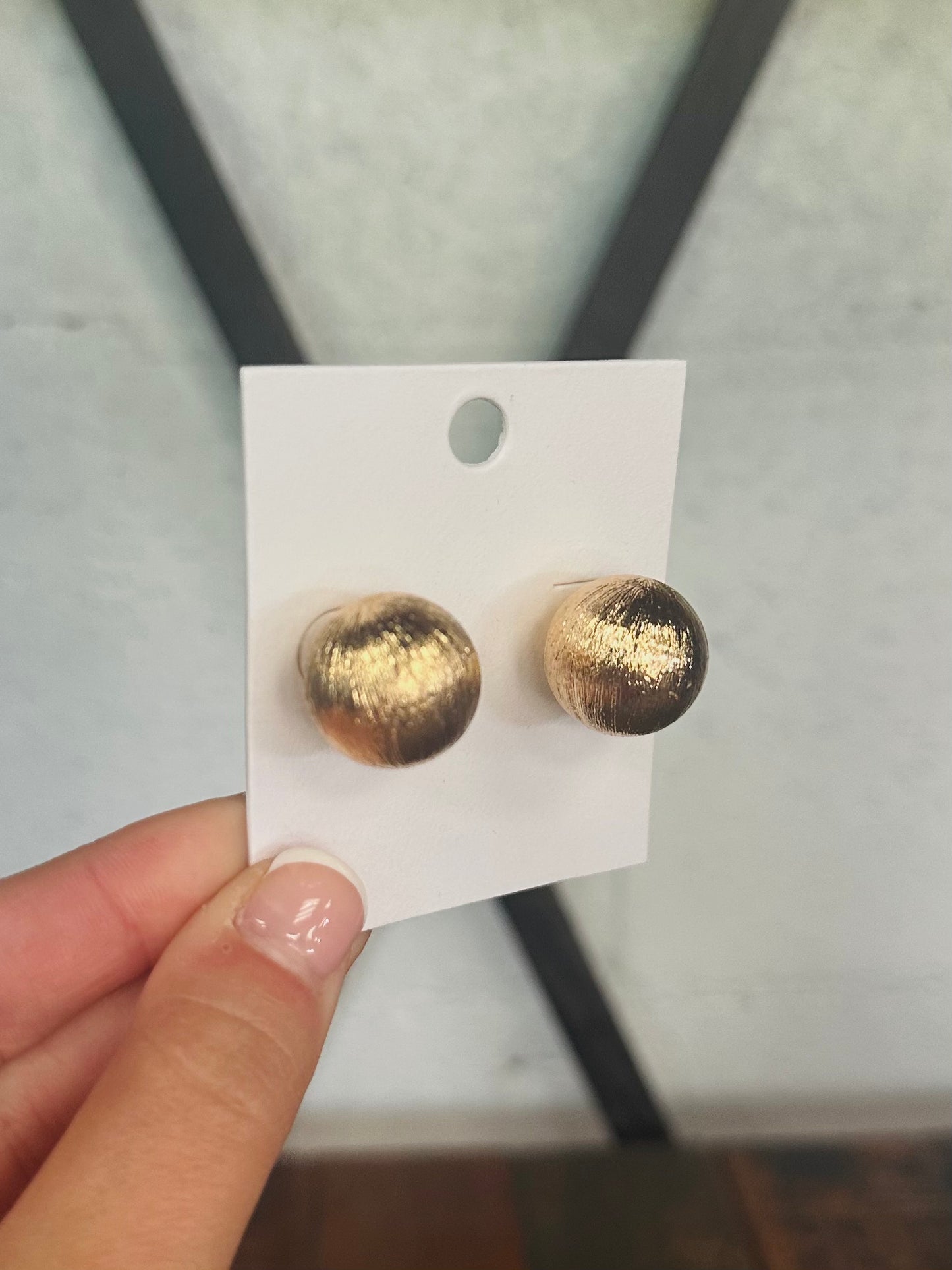 Brushed Gold Big Ball Stud Earring