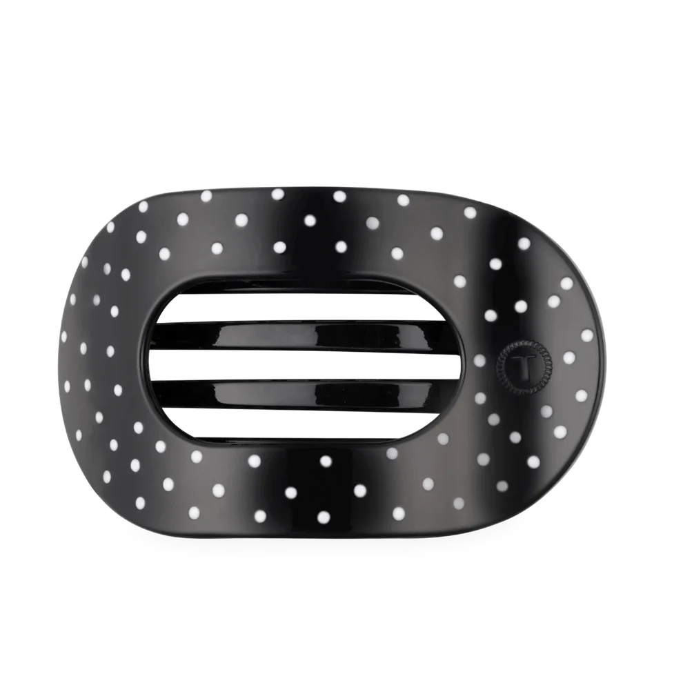 Black Polka Dot Party Flat Round Hair Clip