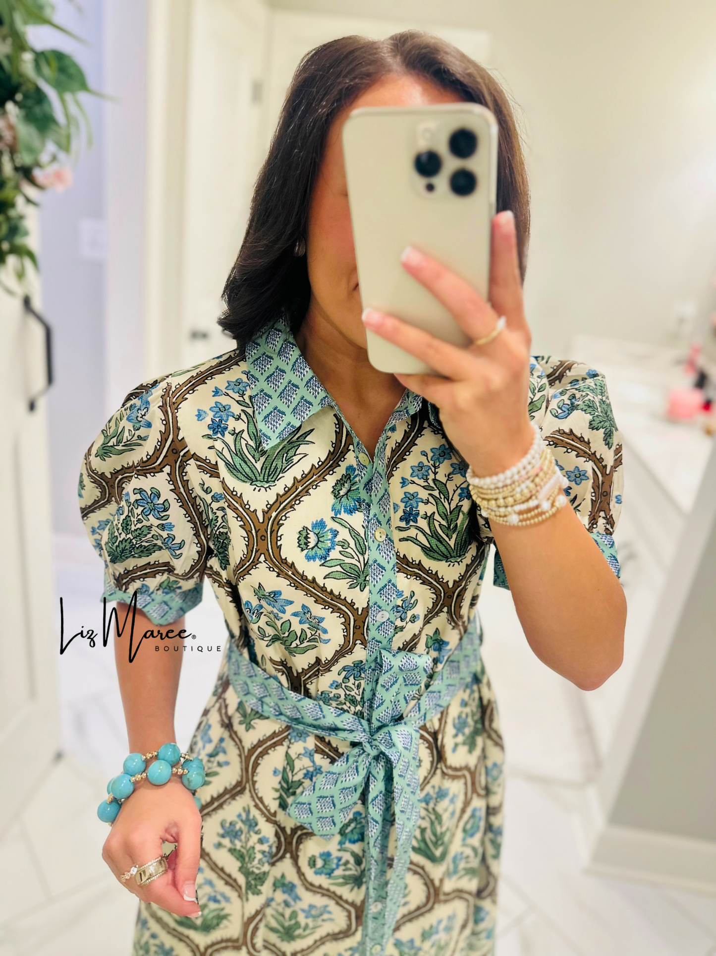 The Wrenley Natural Floral Midi Dress