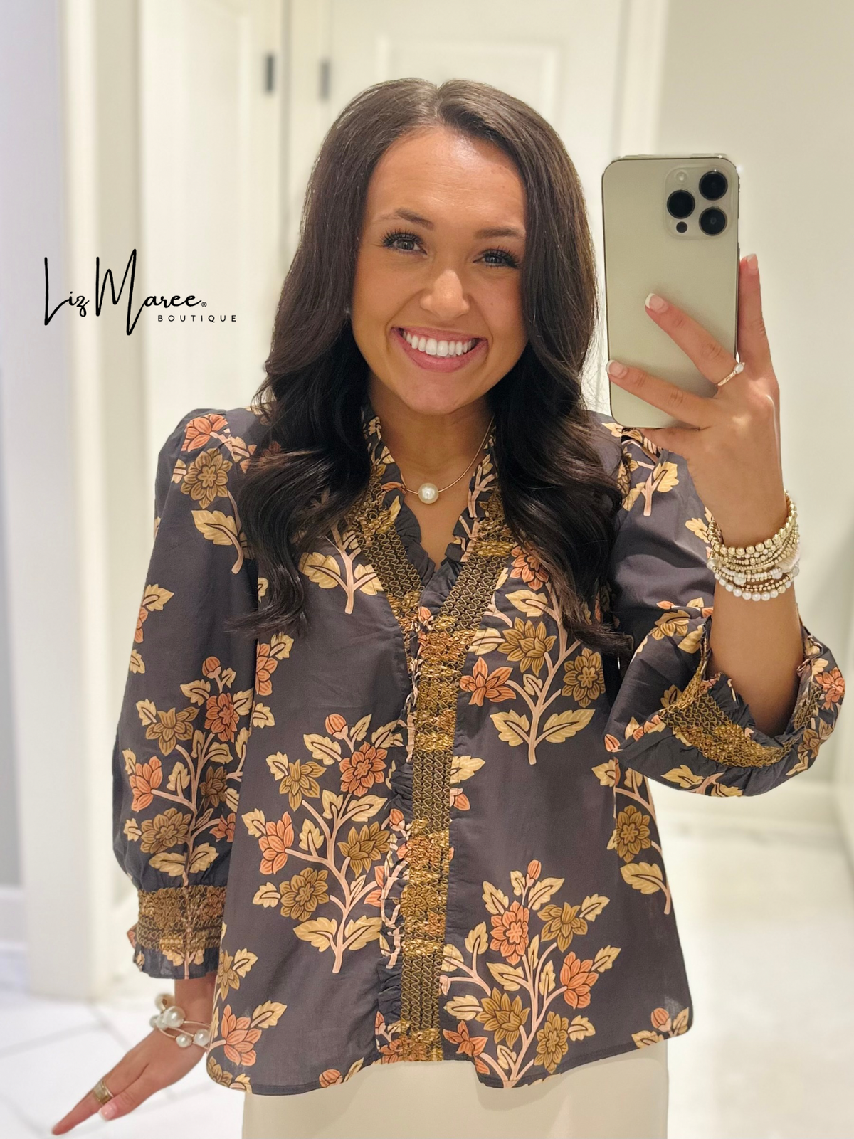 The Carrie Grey Floral Top