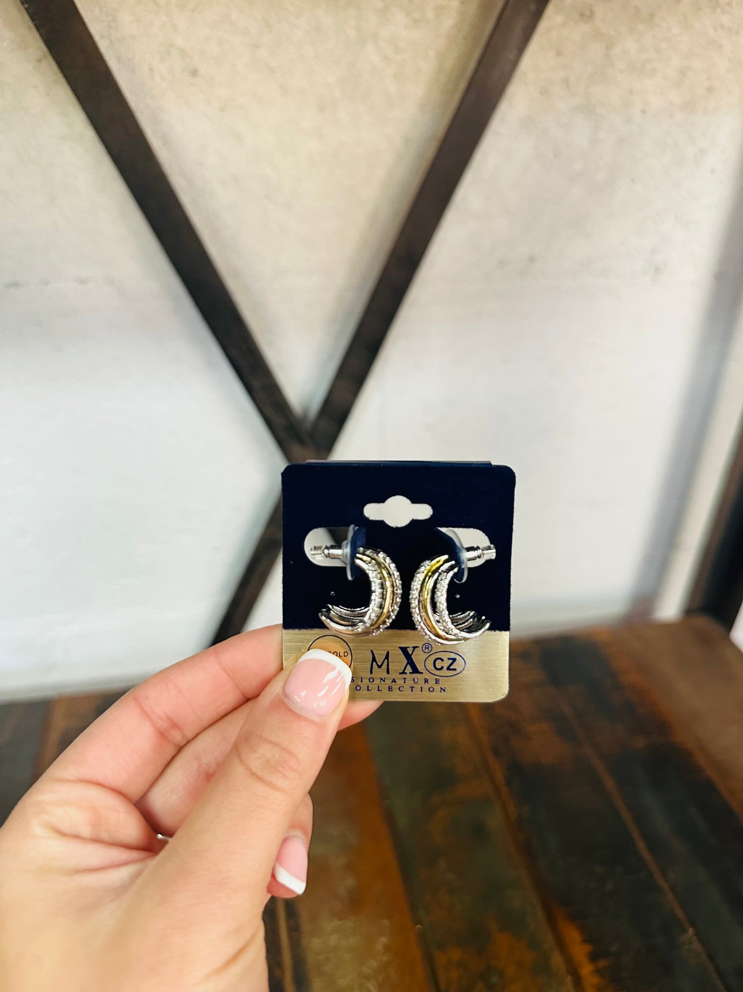 Two Tone 14k Gold Plated Hoop Earring