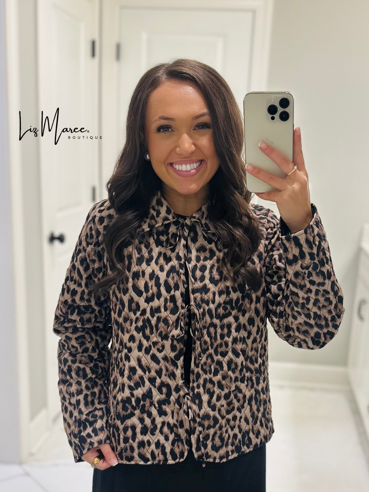 The Aubrey Leopard Quilted Bow Jacket