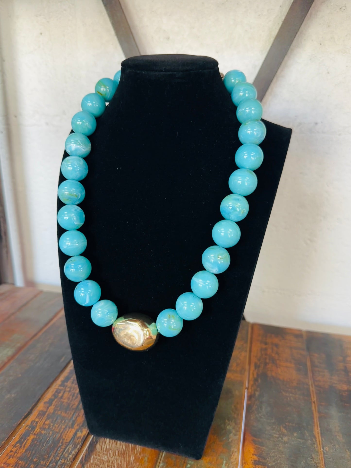 Turquoise Marble Beaded Necklace