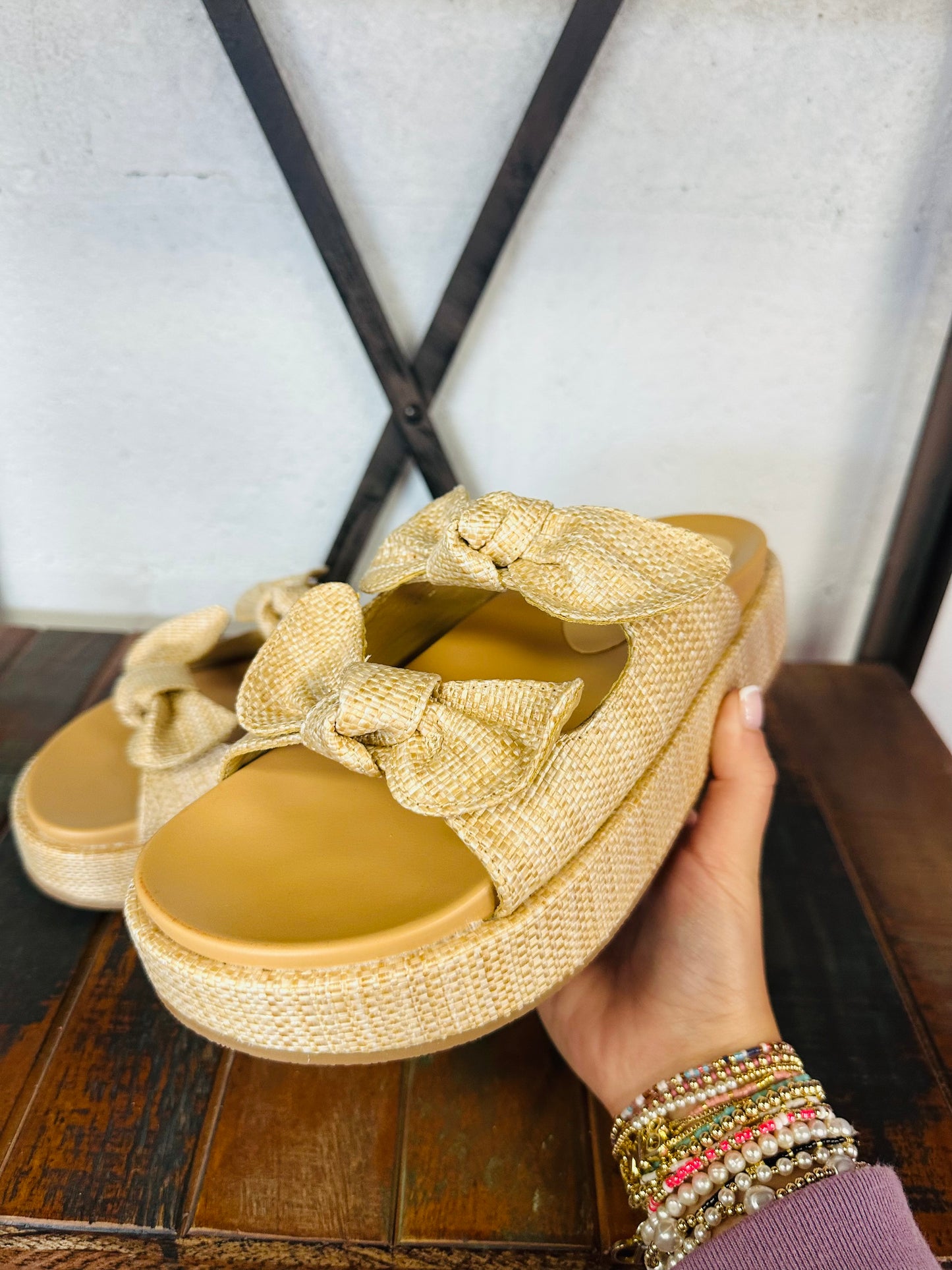 The Kiki Raffia Bow Platform Sandal
