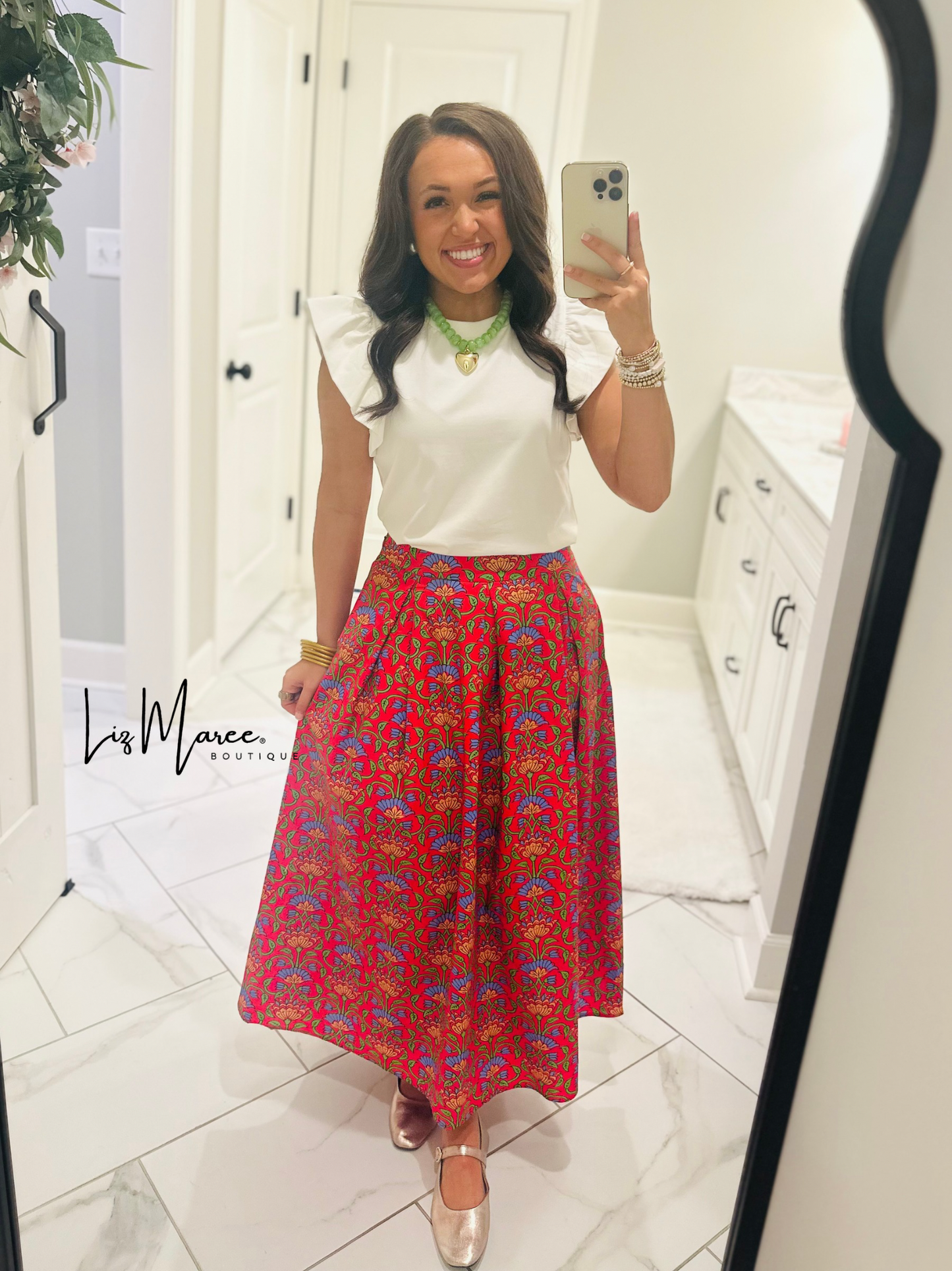 The Hailey Multi Floral Pleated Midi Skirt