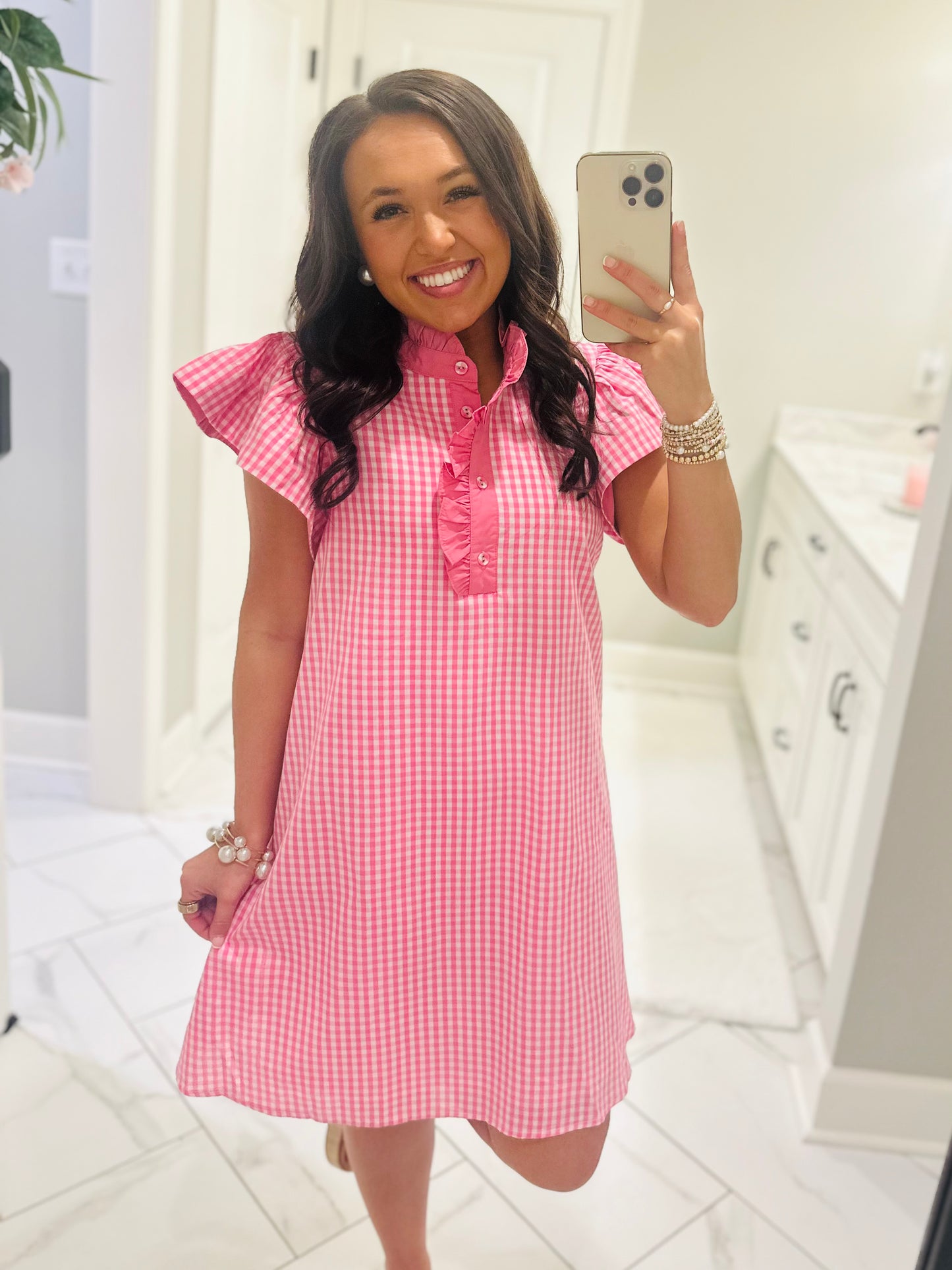 The Meg Pink Gingham Dress