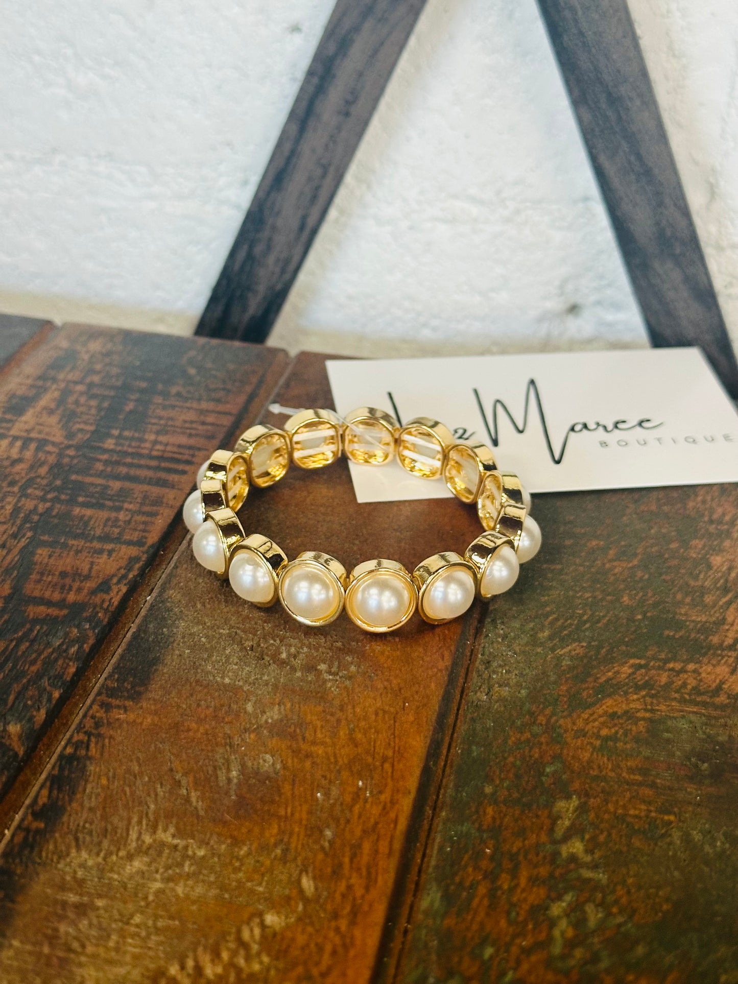The Pearl + Gold Circle Bracelet