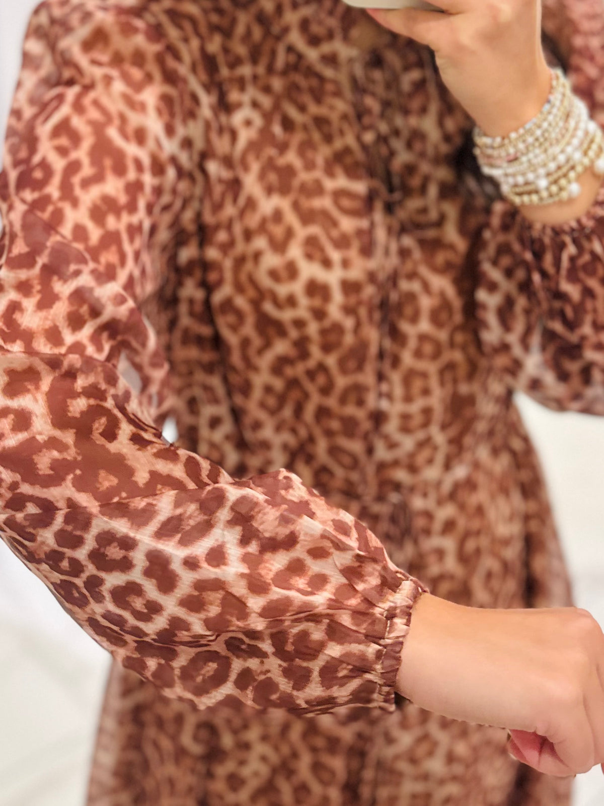 The Maple Rust Leopard Tiered Midi Dress