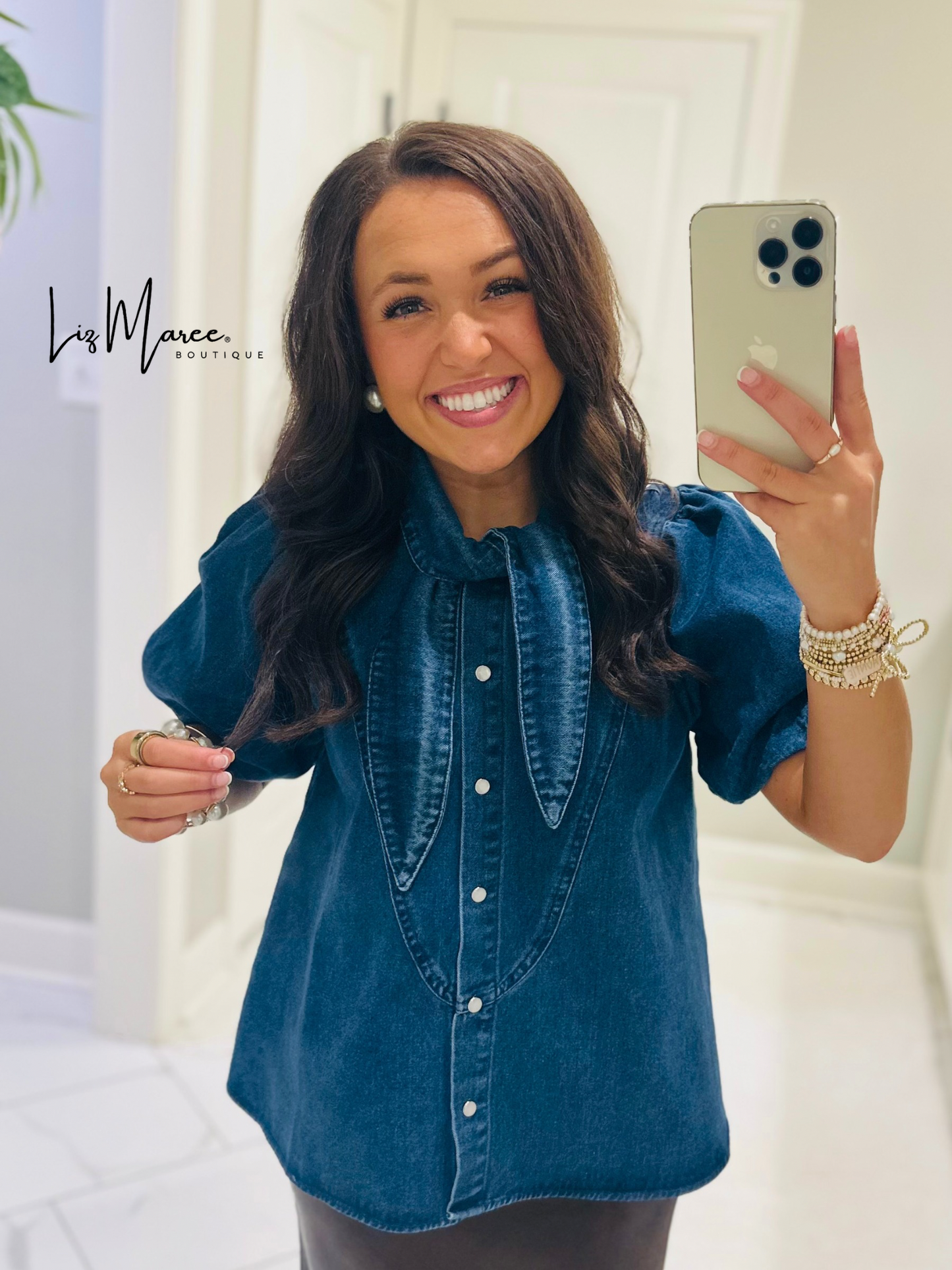 The Mabel Dark Denim Tie Top