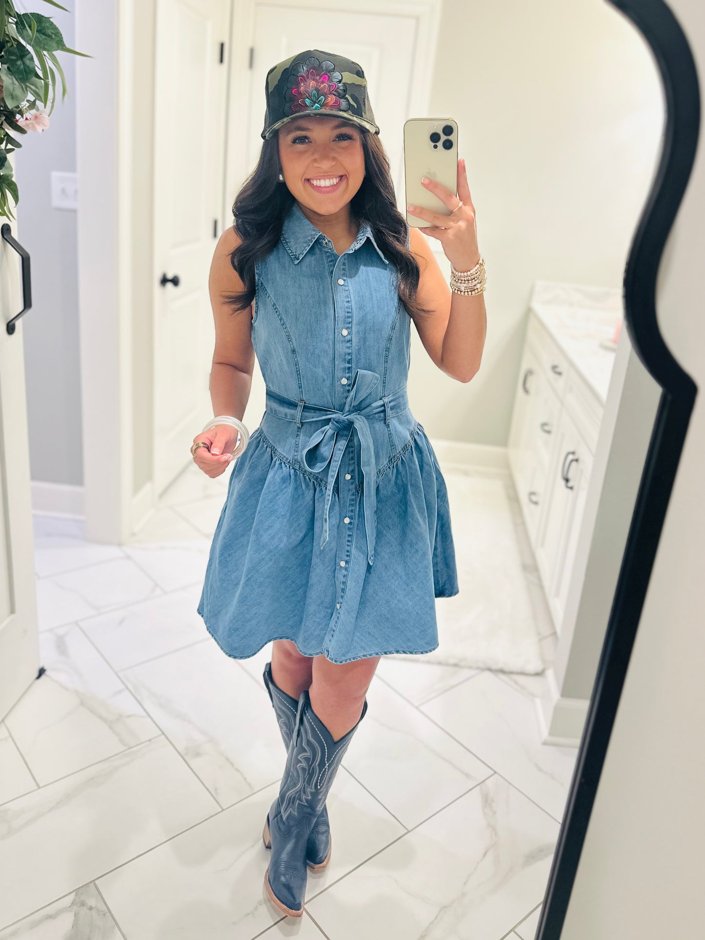 The Remi Denim Sash Belt Dress