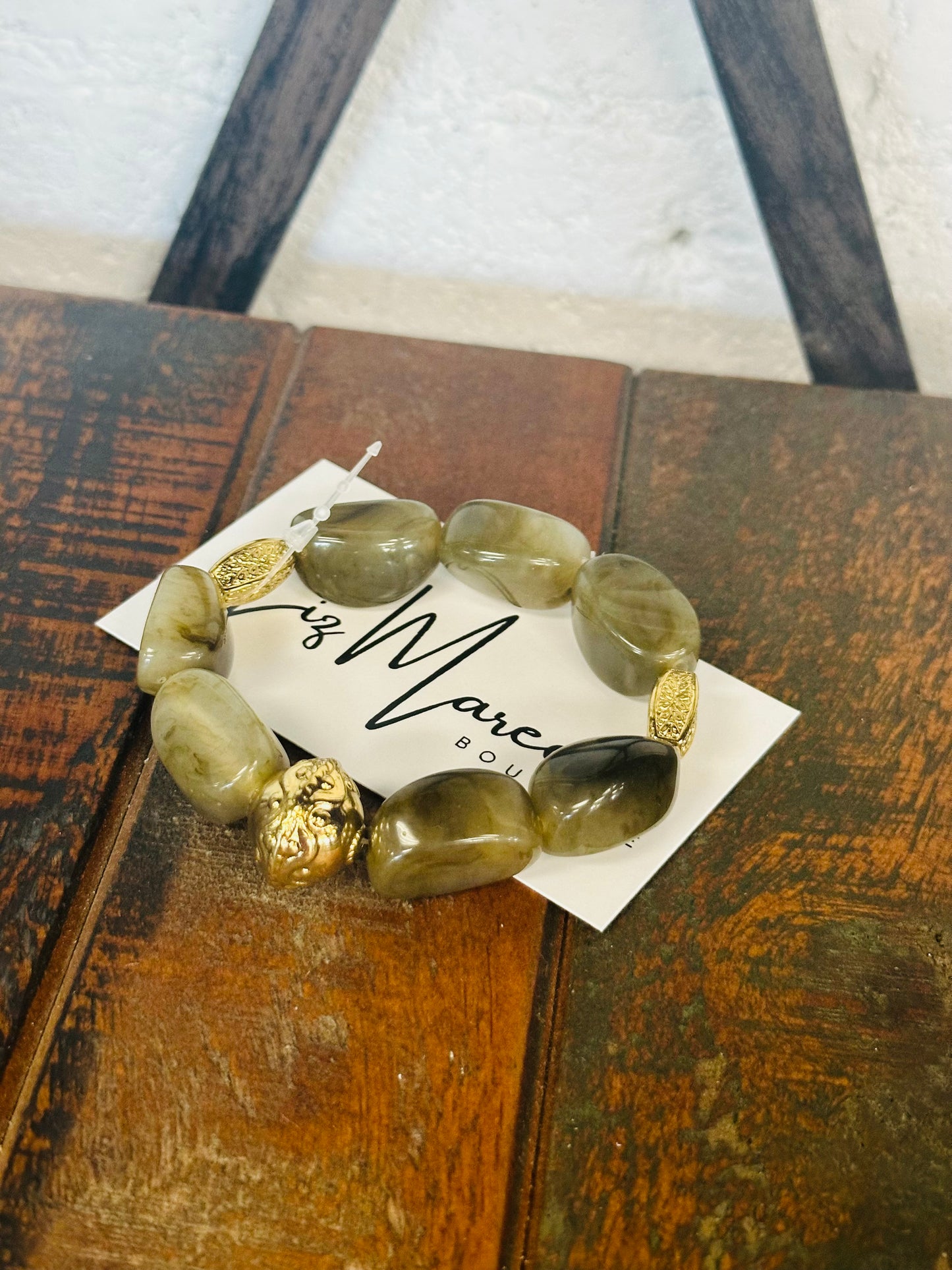 Green Marble Beaded Bracelet
