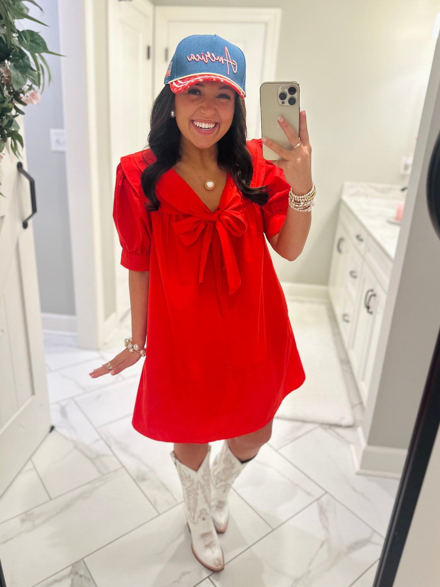 The Emmy Red Bow Dress