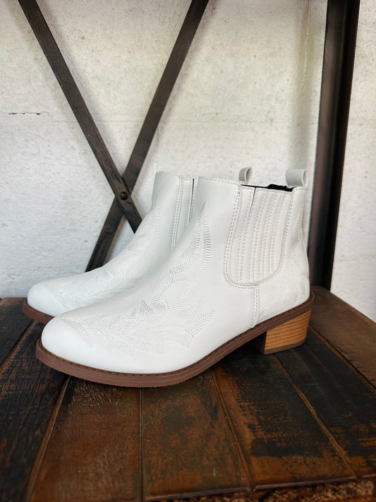 The Montana White Western Bootie