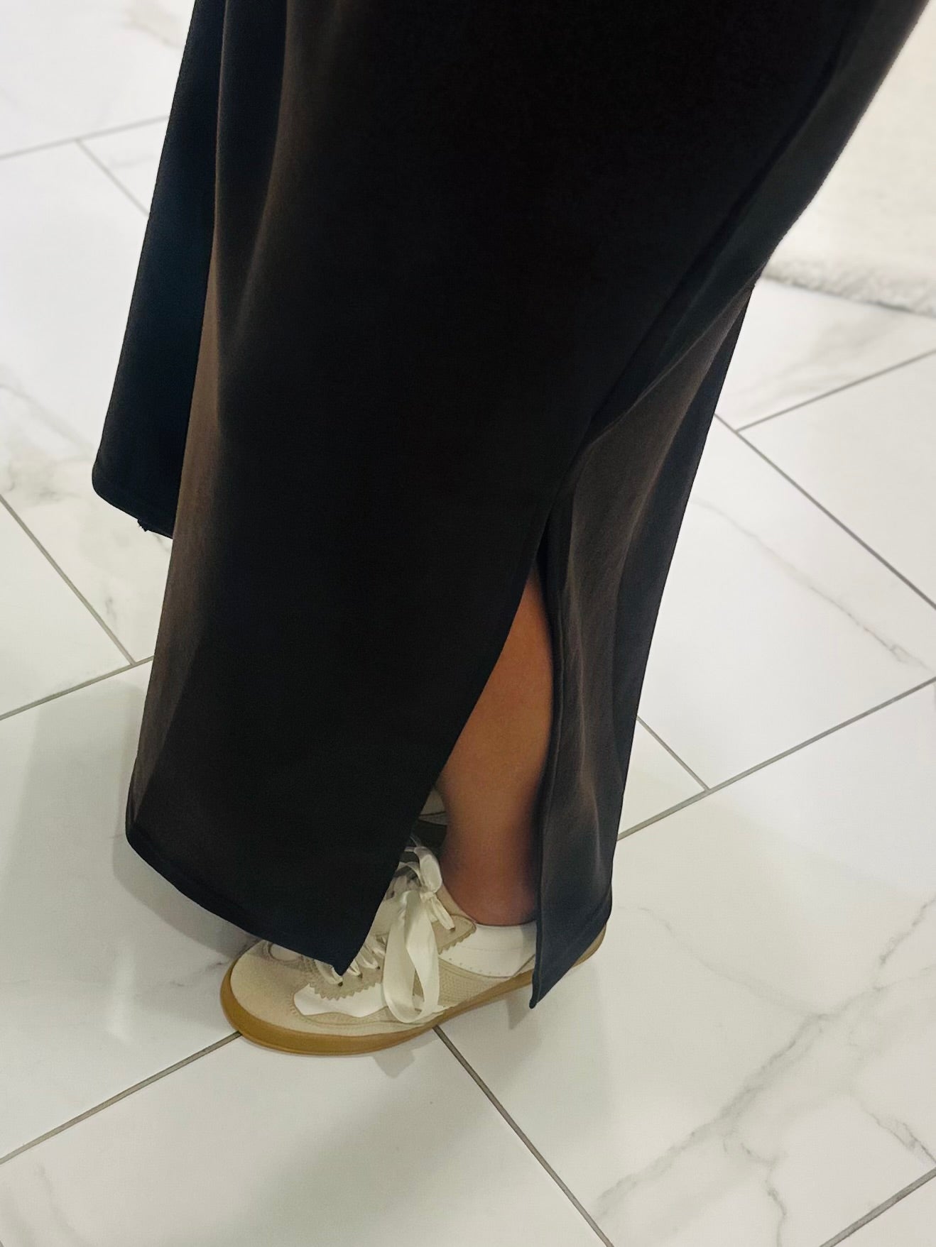 The Parker Brown Collared Stitch Midi Dress