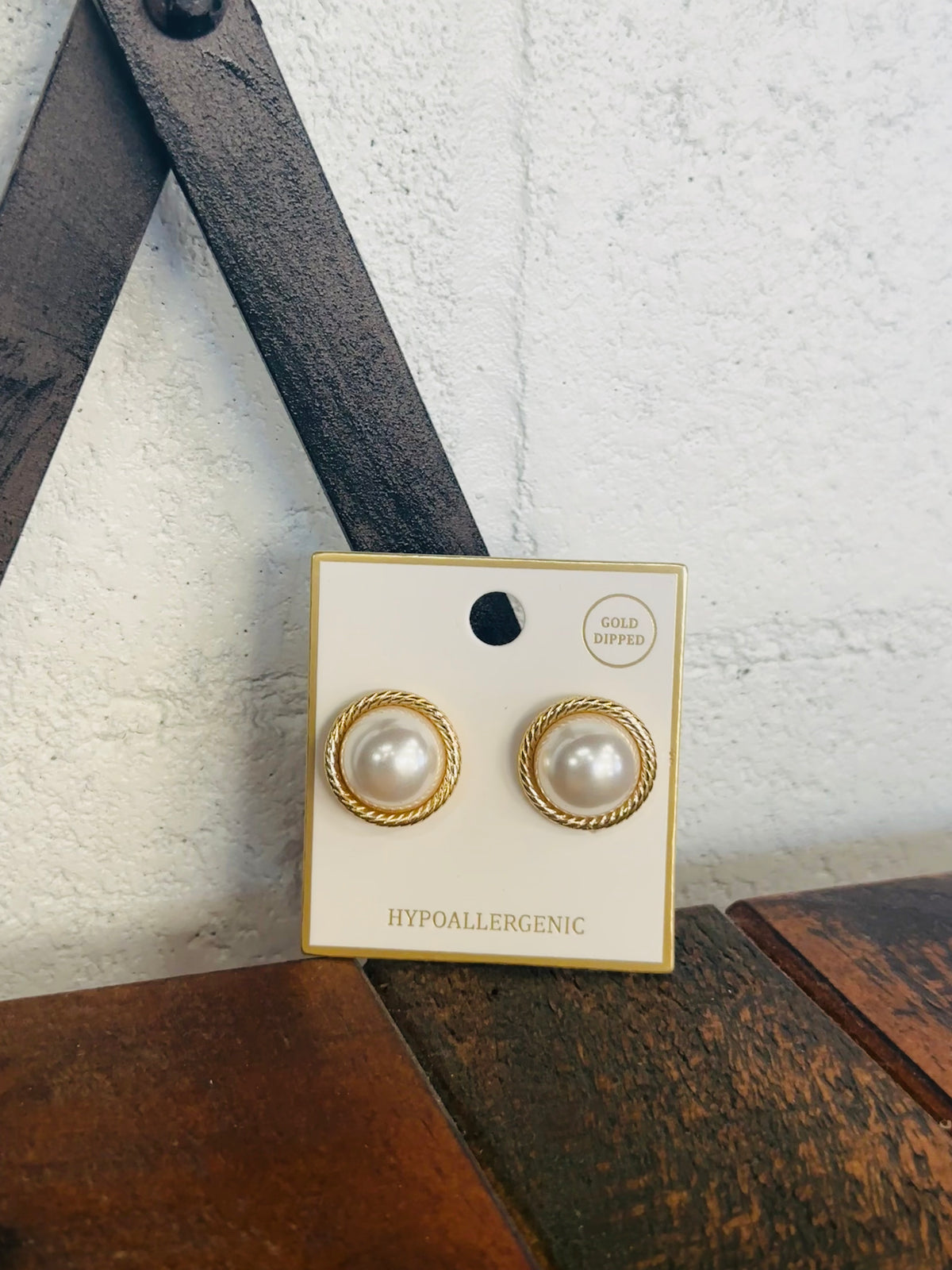 Pearl Framed Gold Dome Earrings