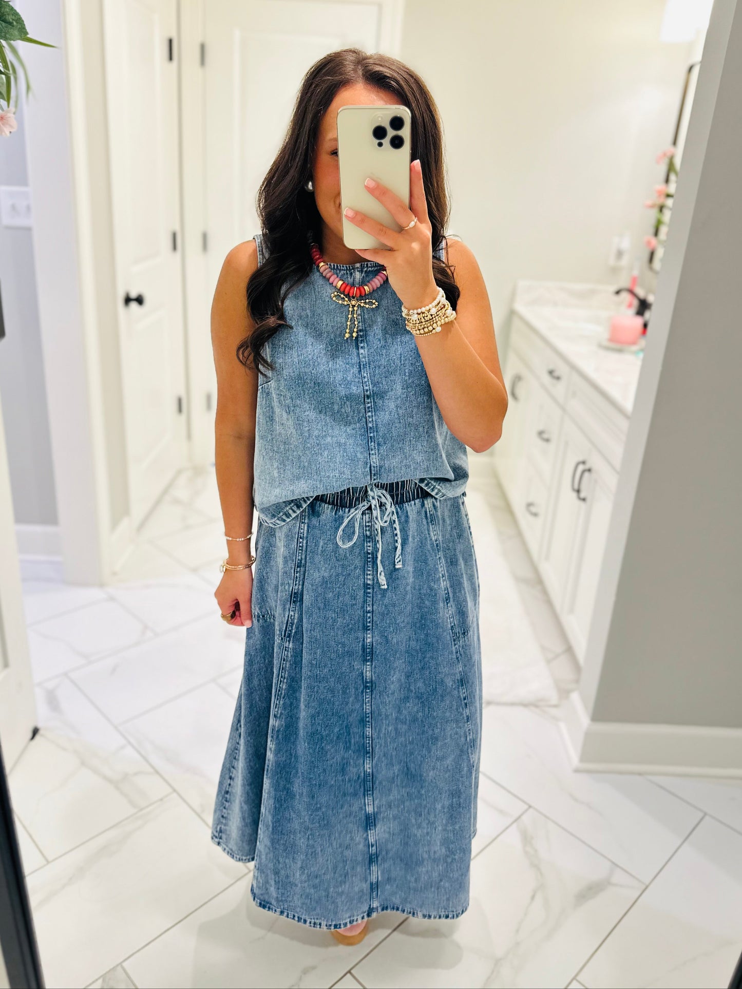 The Sadie Rae Denim Top + Skirt Set