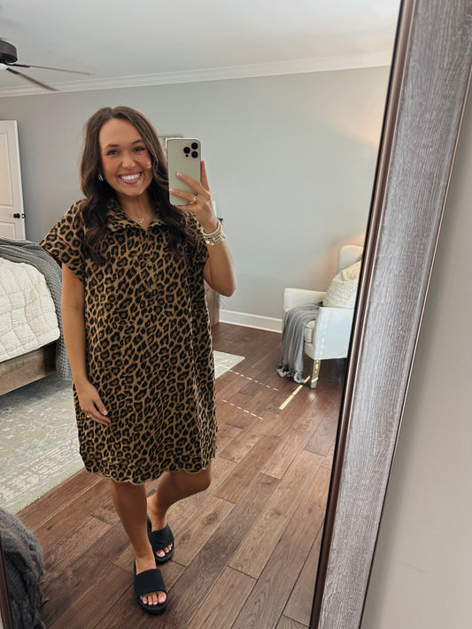 The Miah Leopard Scalloped Dress
