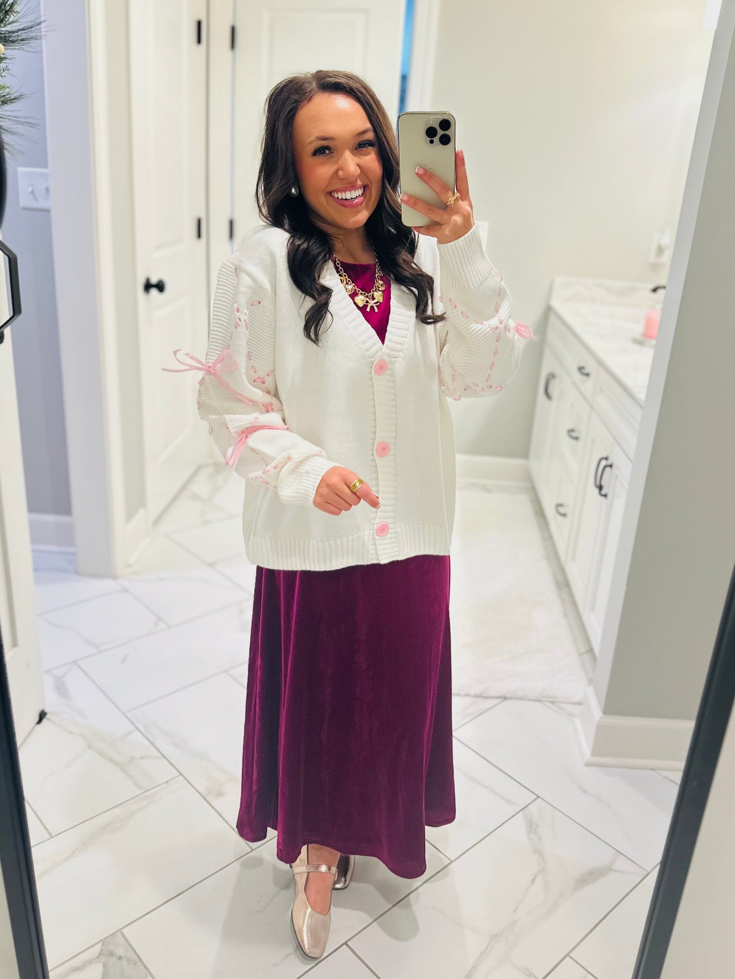 The Alisa Satin Ribbon Sleeve Cardigan