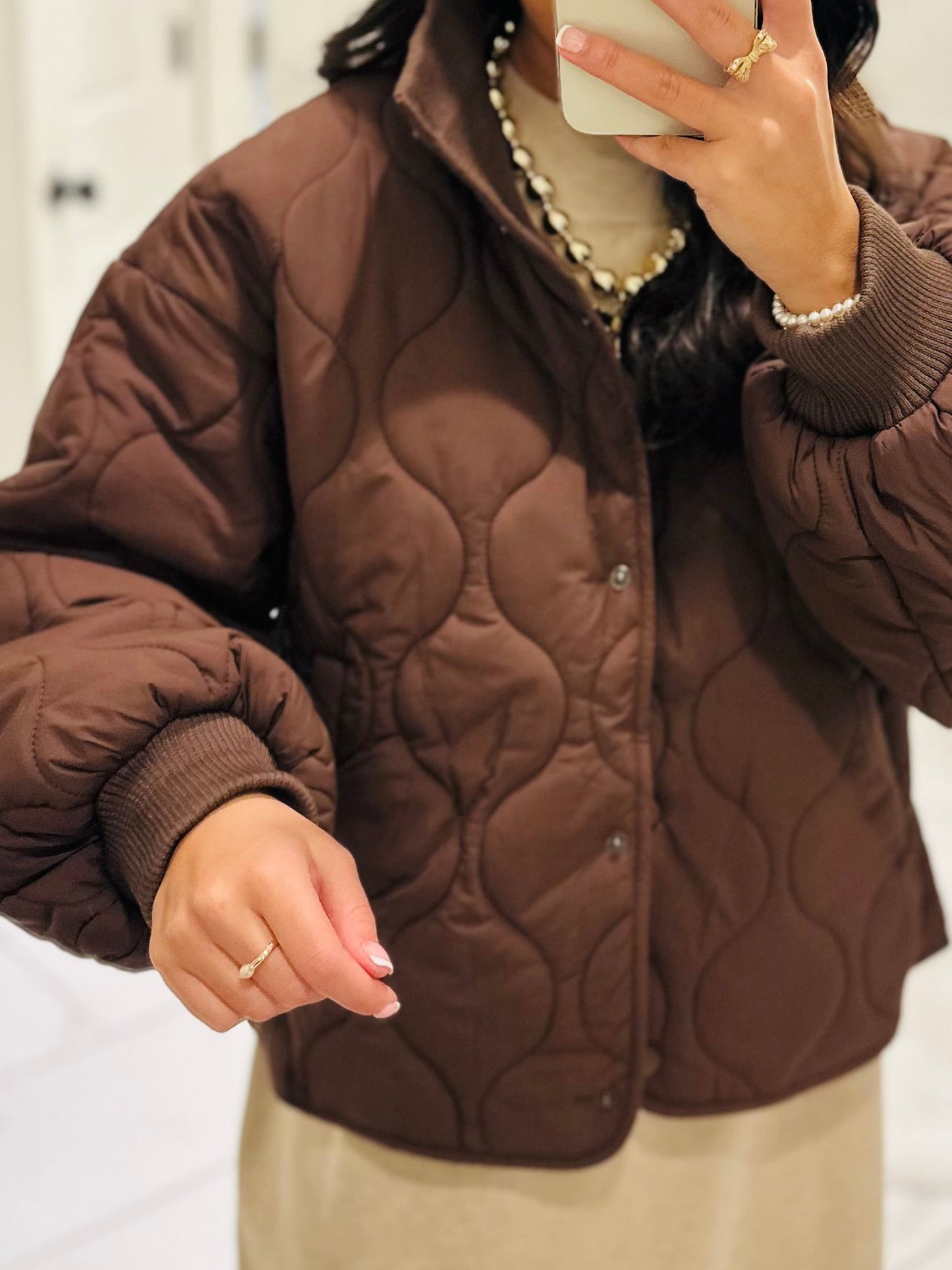 The Sarah Chocolate Brown Quilted Jacket