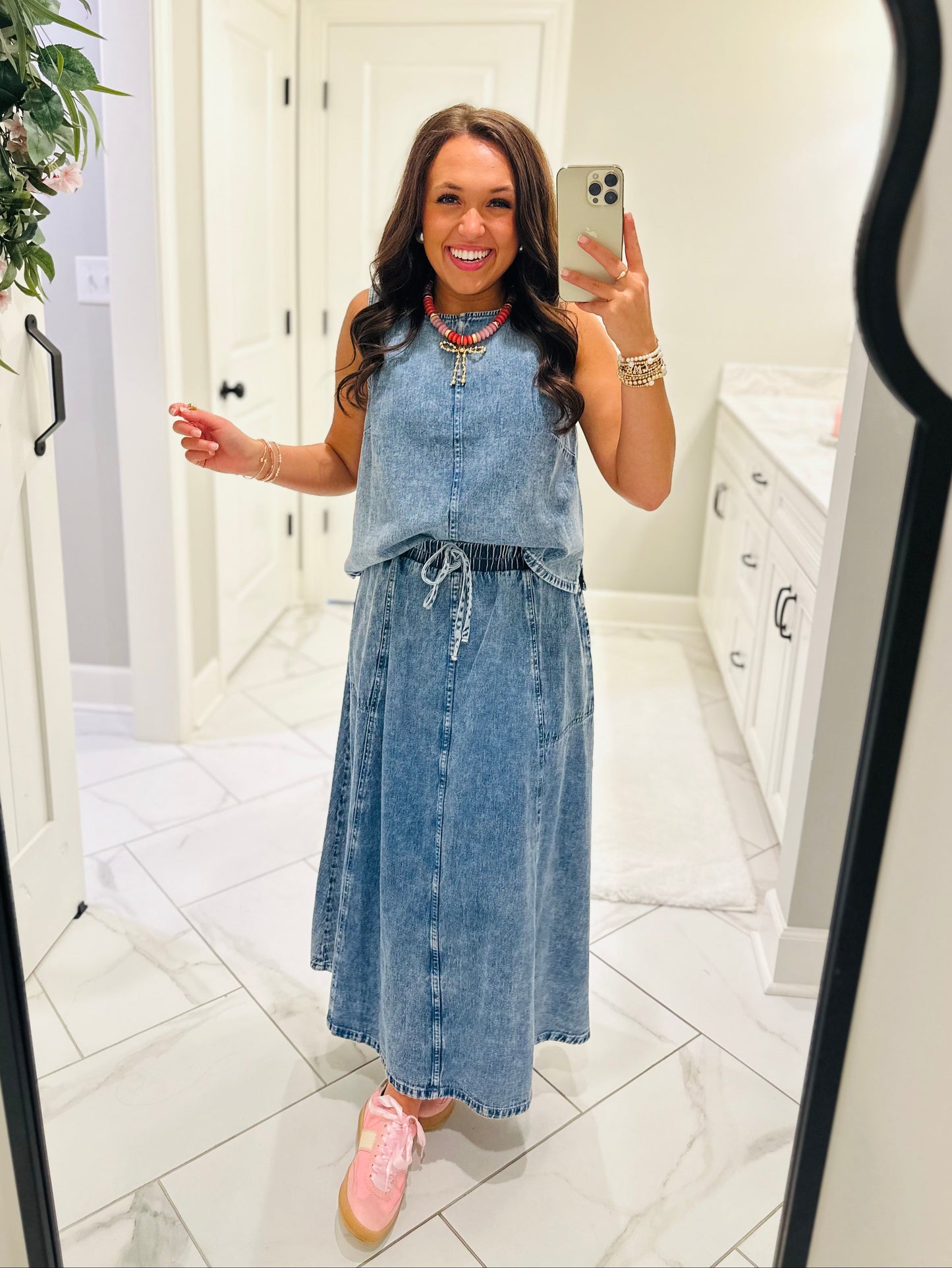 The Sadie Rae Denim Top + Skirt Set