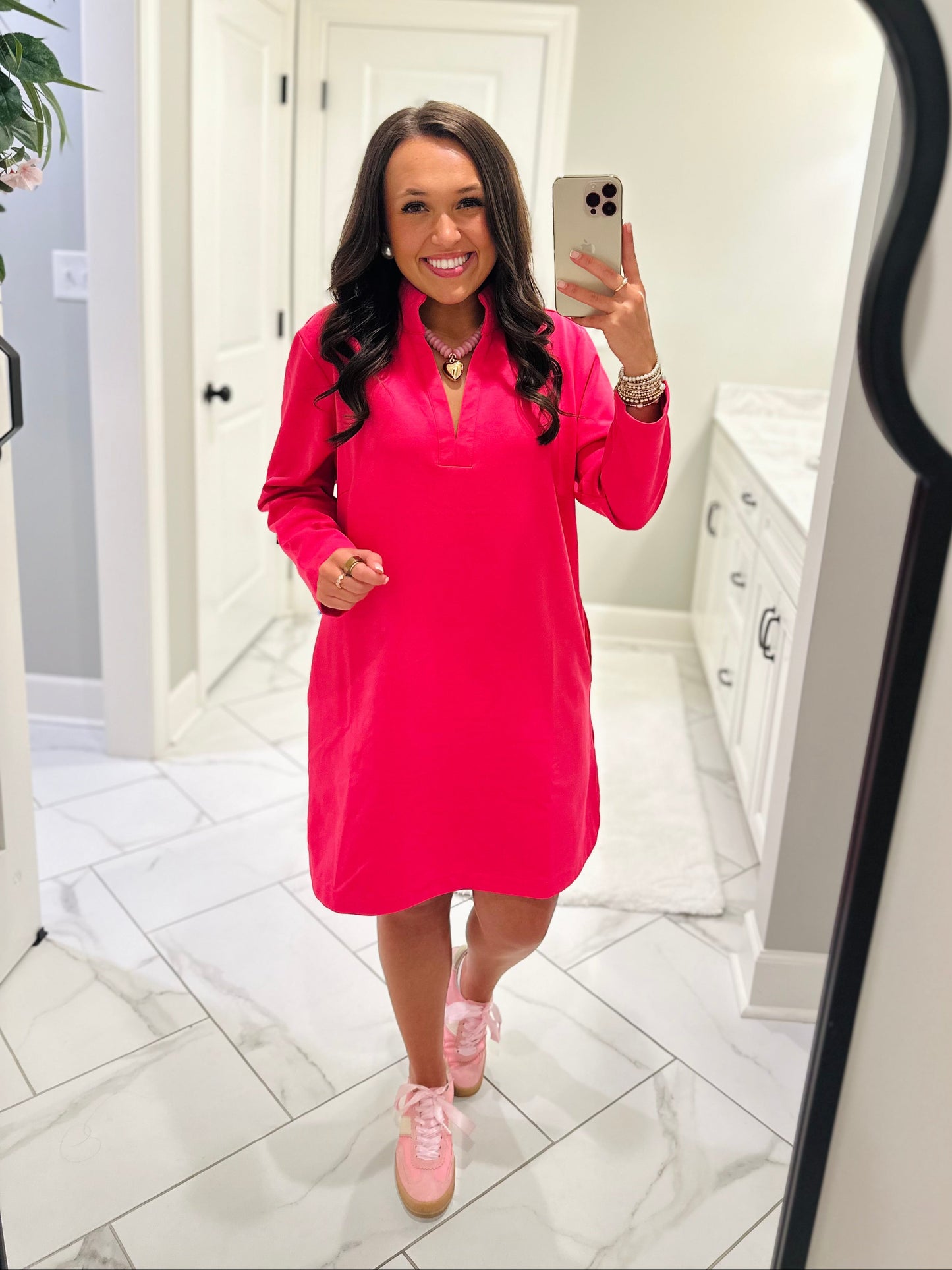 The Nicole Pink Long Sleeve Dress
