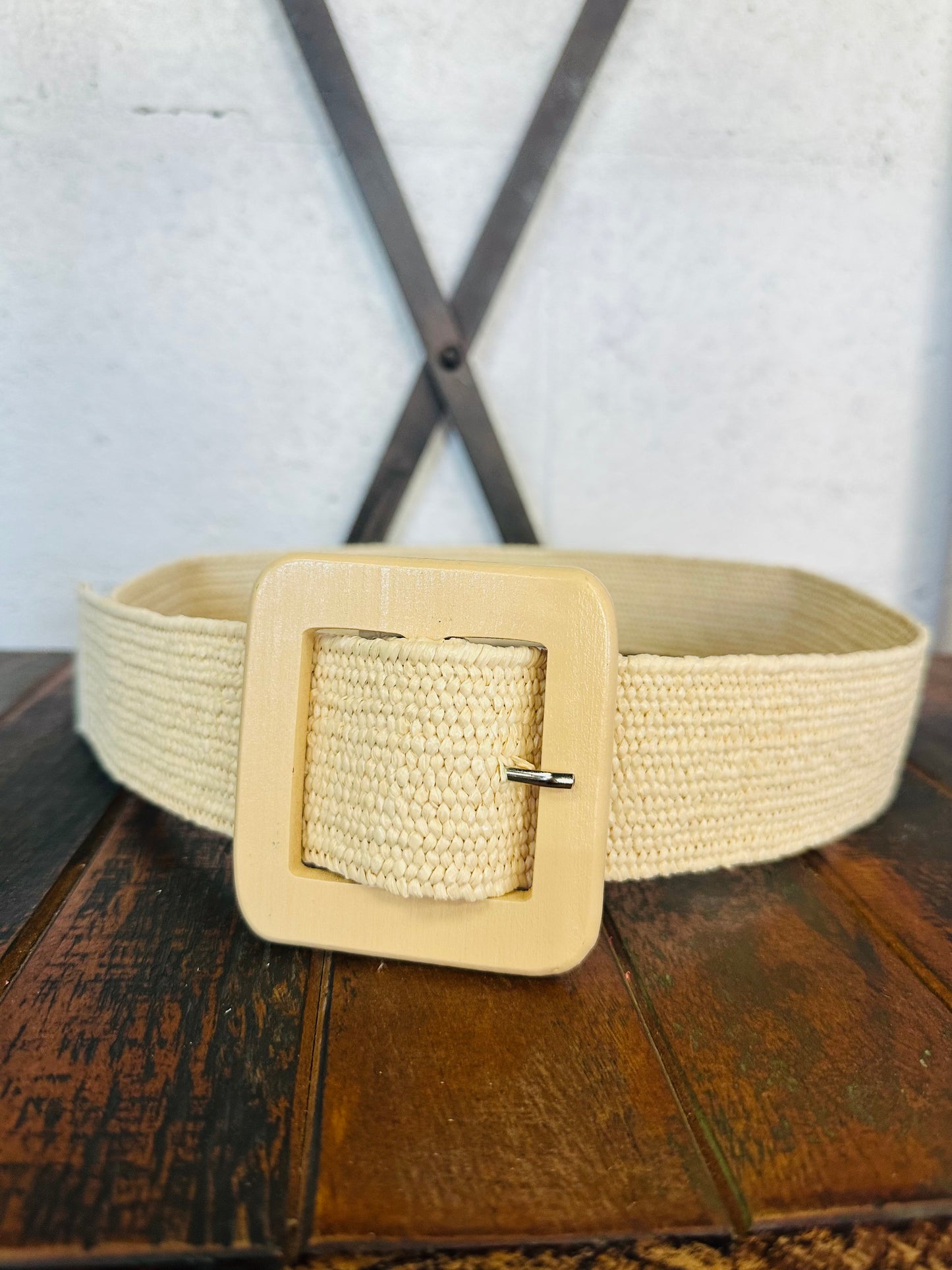 Woven Raffia Square Belt