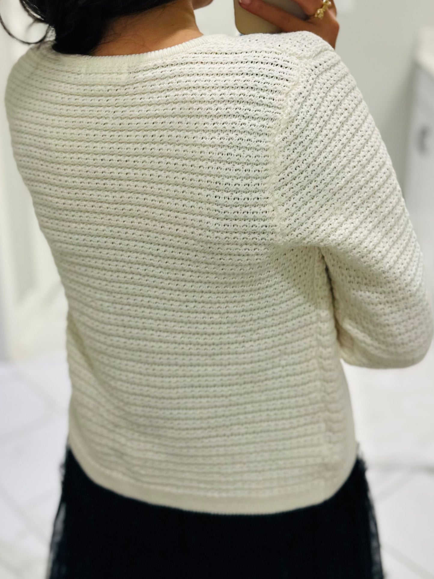 The Sofia Cream + Black Velvet Bow Cardigan