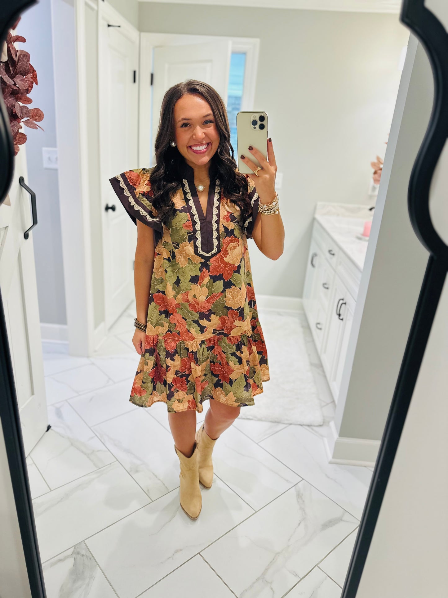 The Sutton Brown Floral Dress