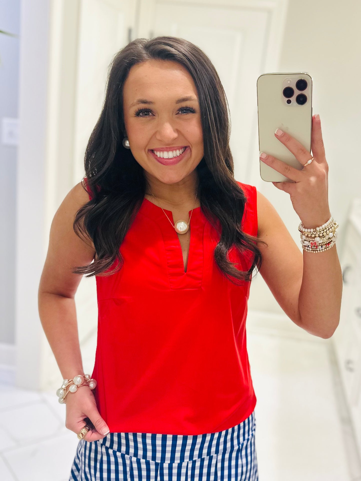 The Gina Red Sleeveless Top