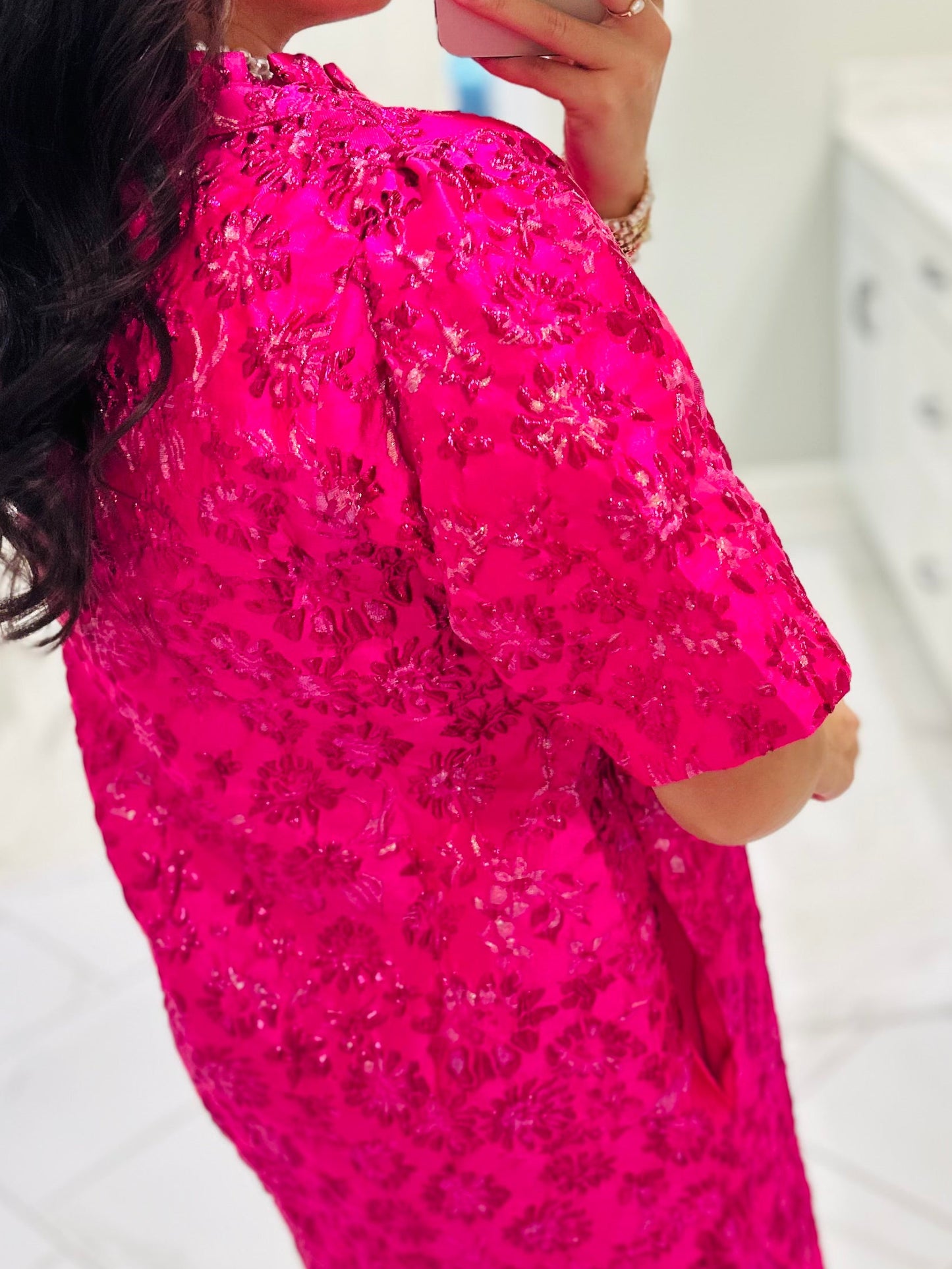 The Harrington Fuchsia Jacquard Shift Dress