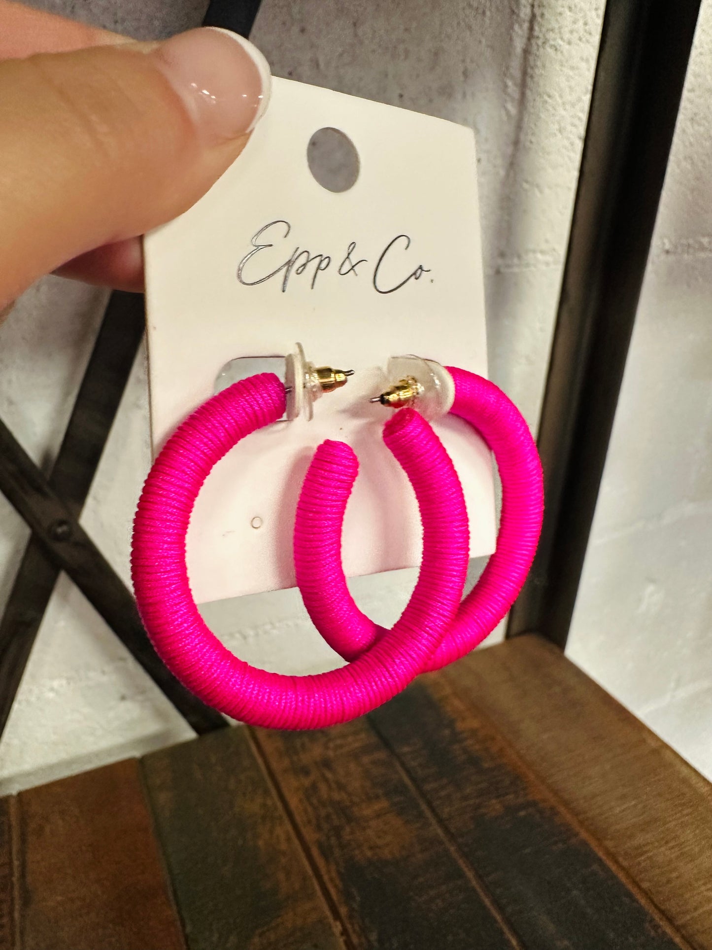 Pink Thread Hoops