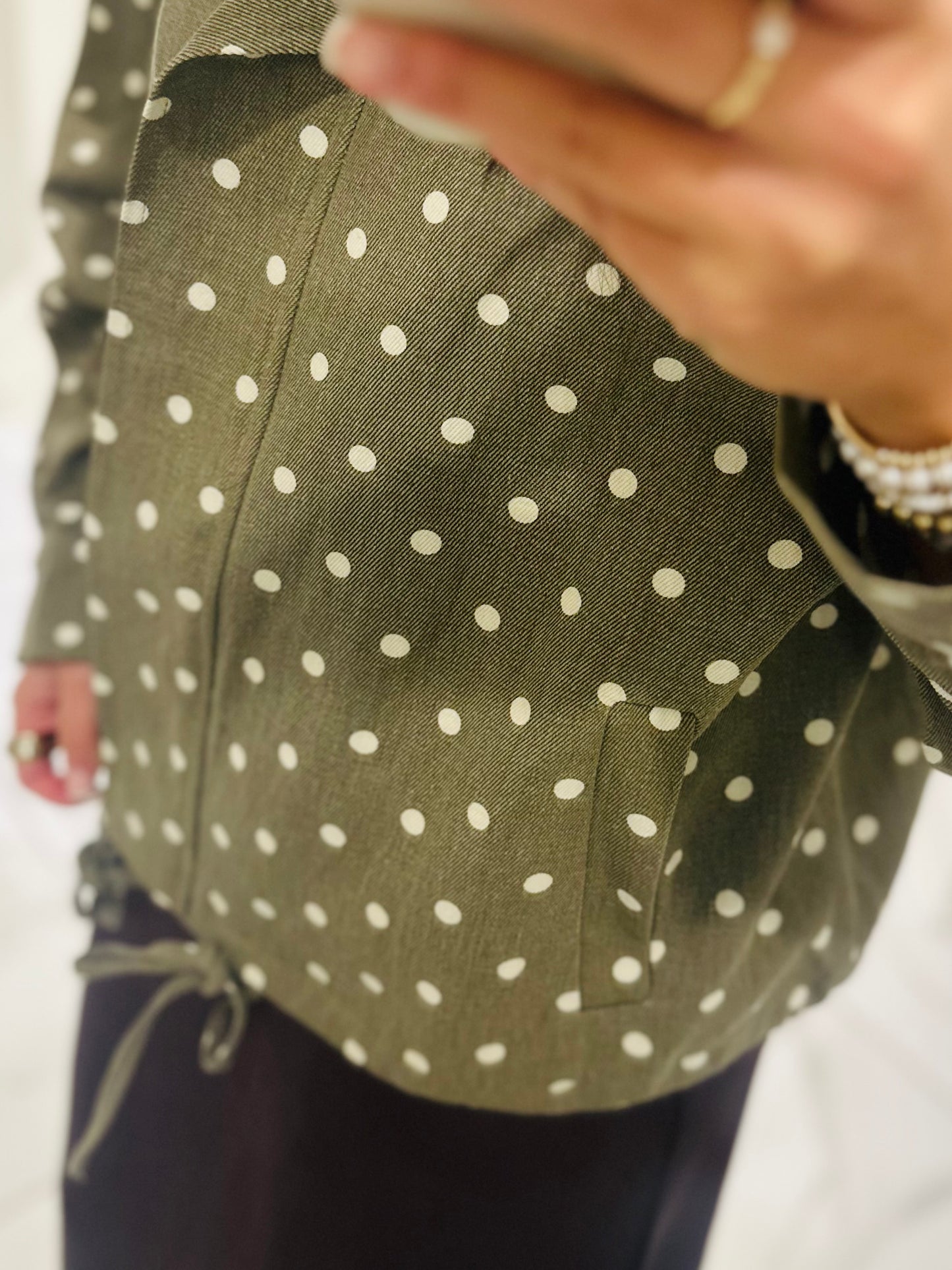 The Reese Olive Polka Dot Jacket