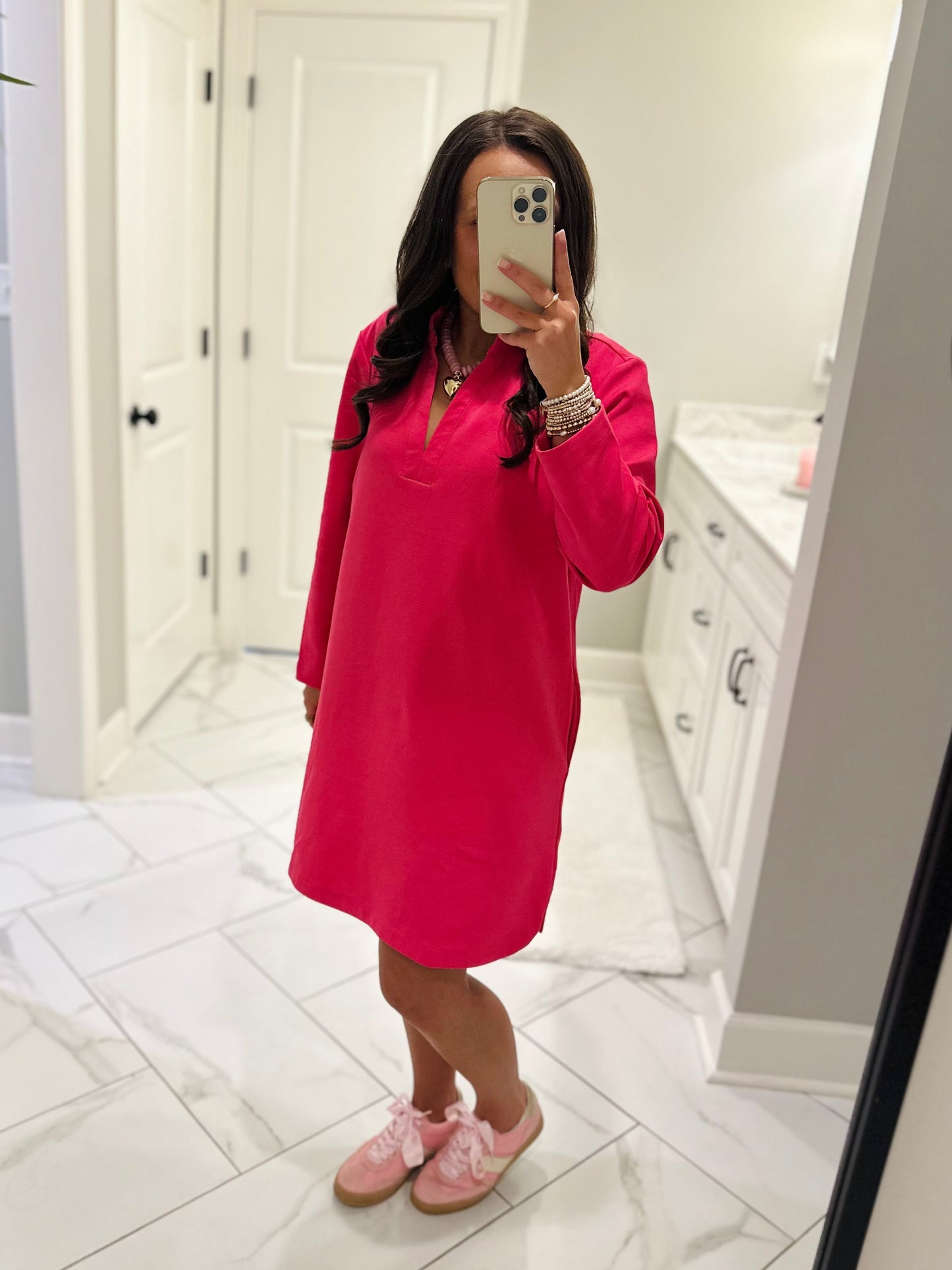 The Nicole Pink Long Sleeve Dress
