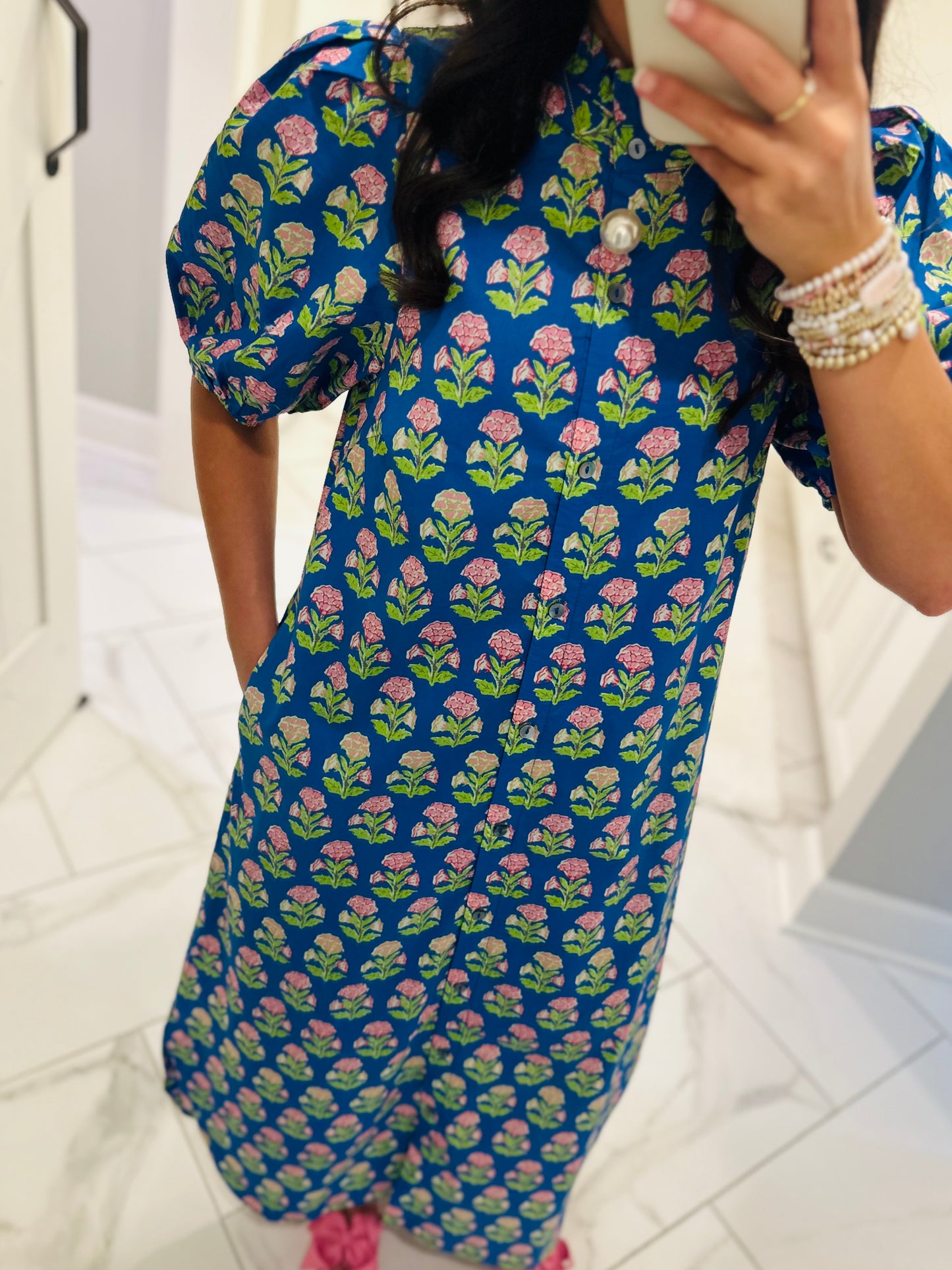 The Ada Blue Floral Midi Dress