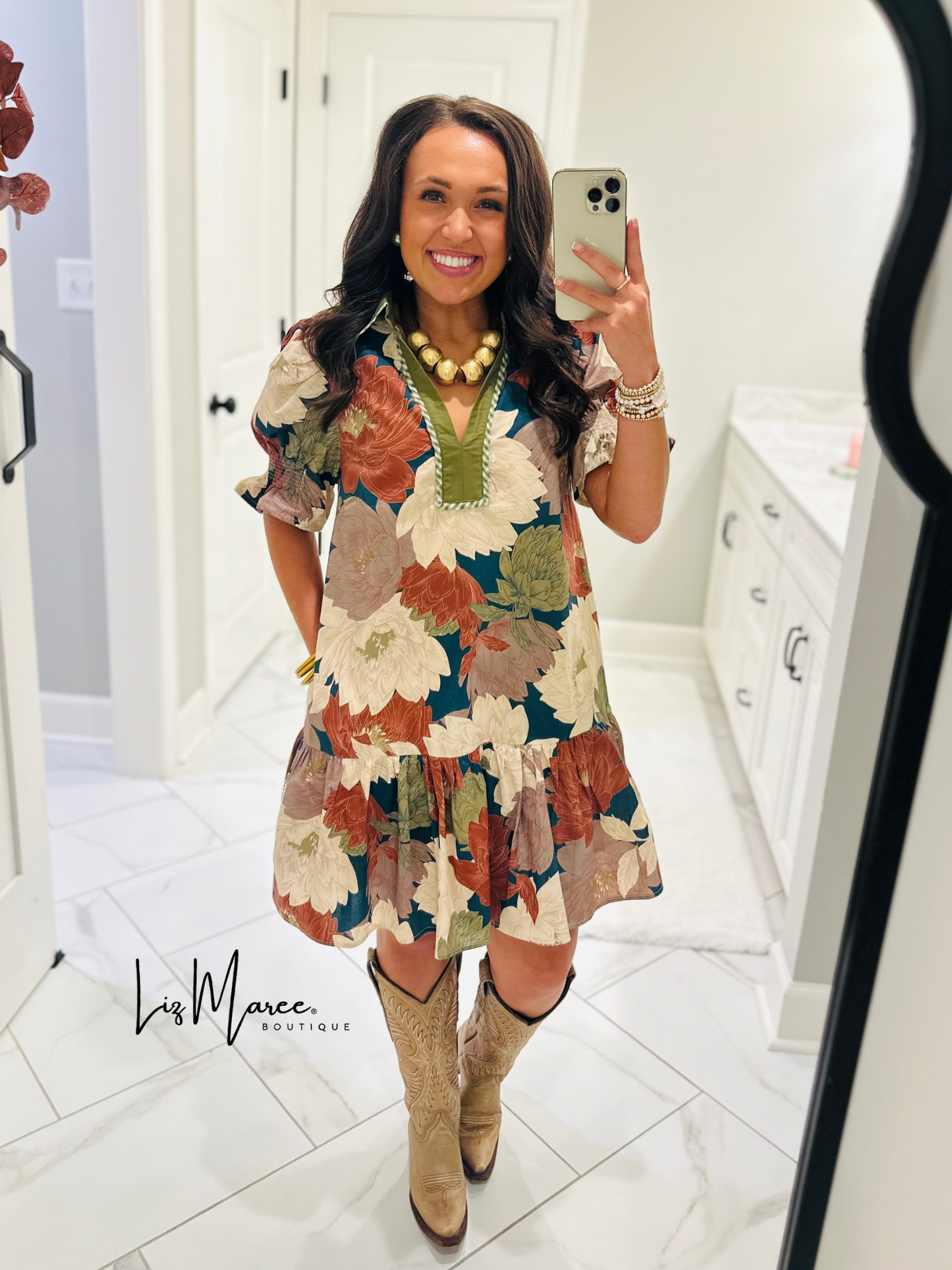 The Willow Teal Green Floral Dress