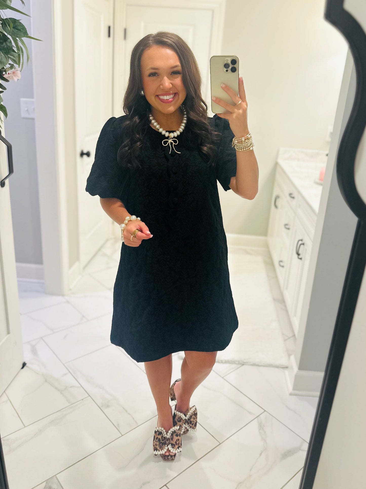 The Baylor Black Jacquard Dress