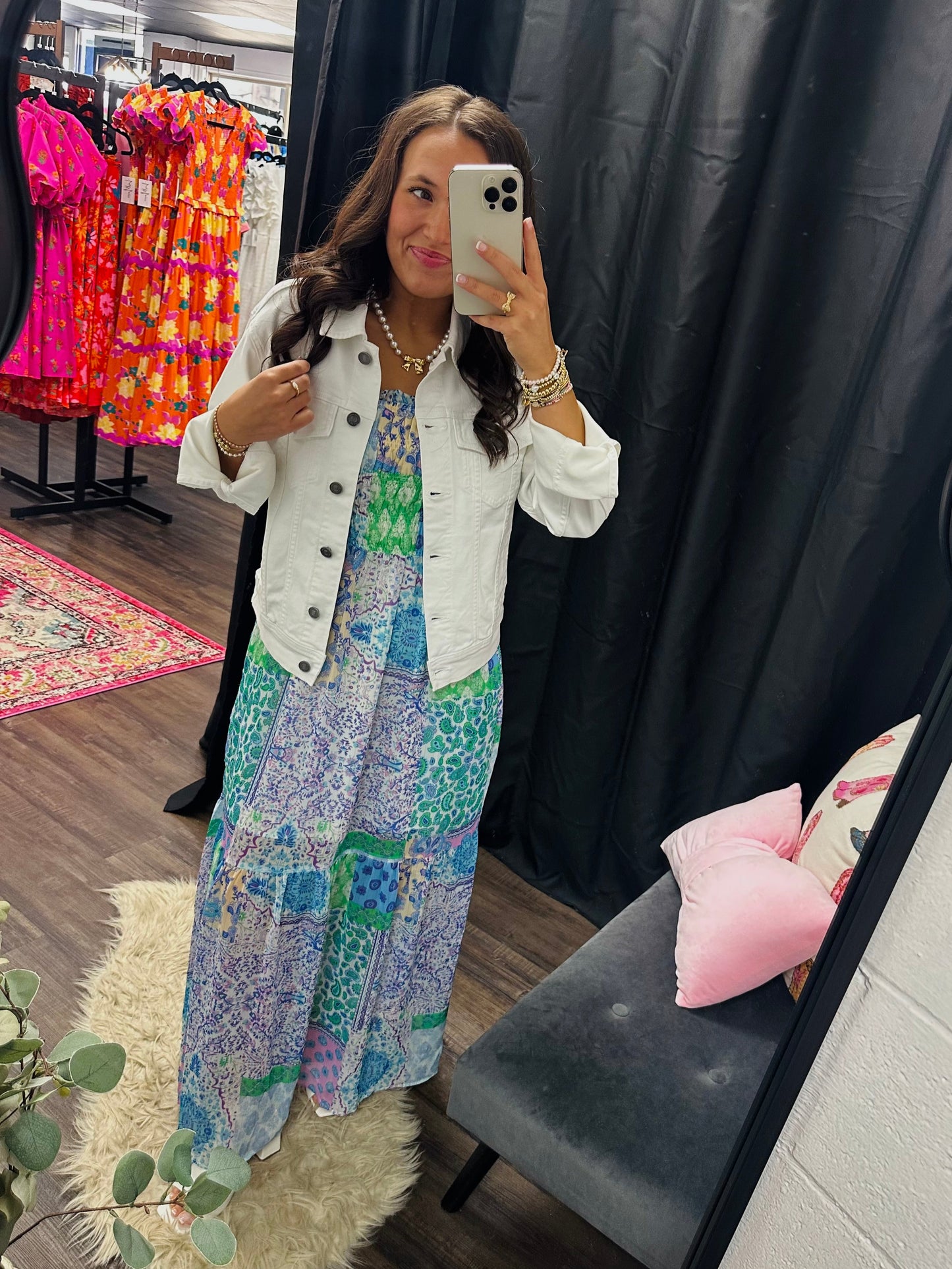 The Lacey Blue Patchwork Maxi Dress
