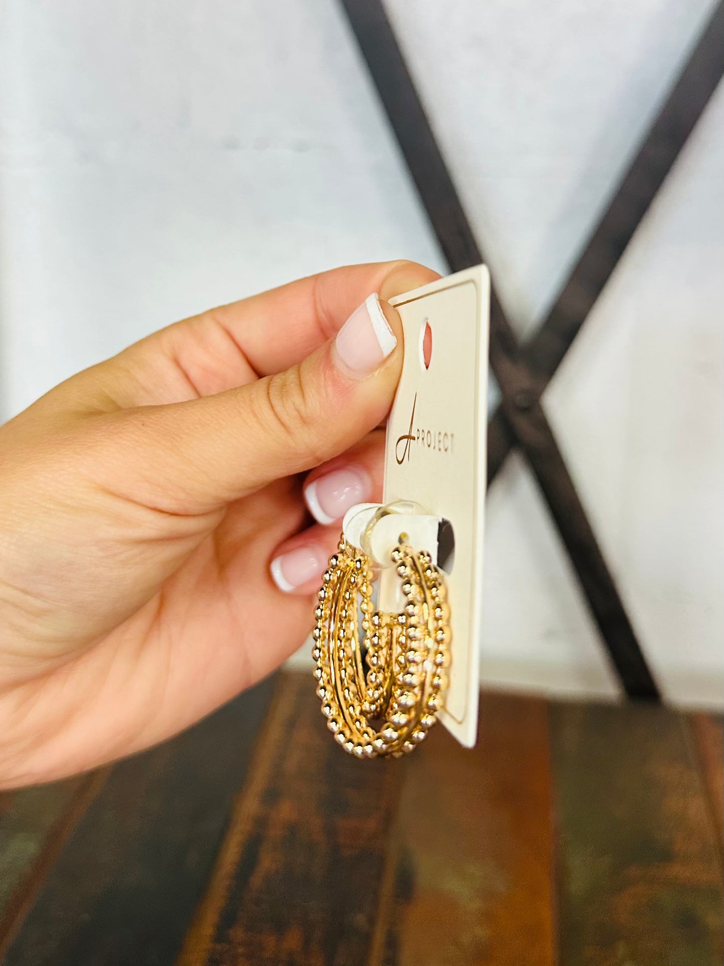 Gold Beaded Hoop Earring